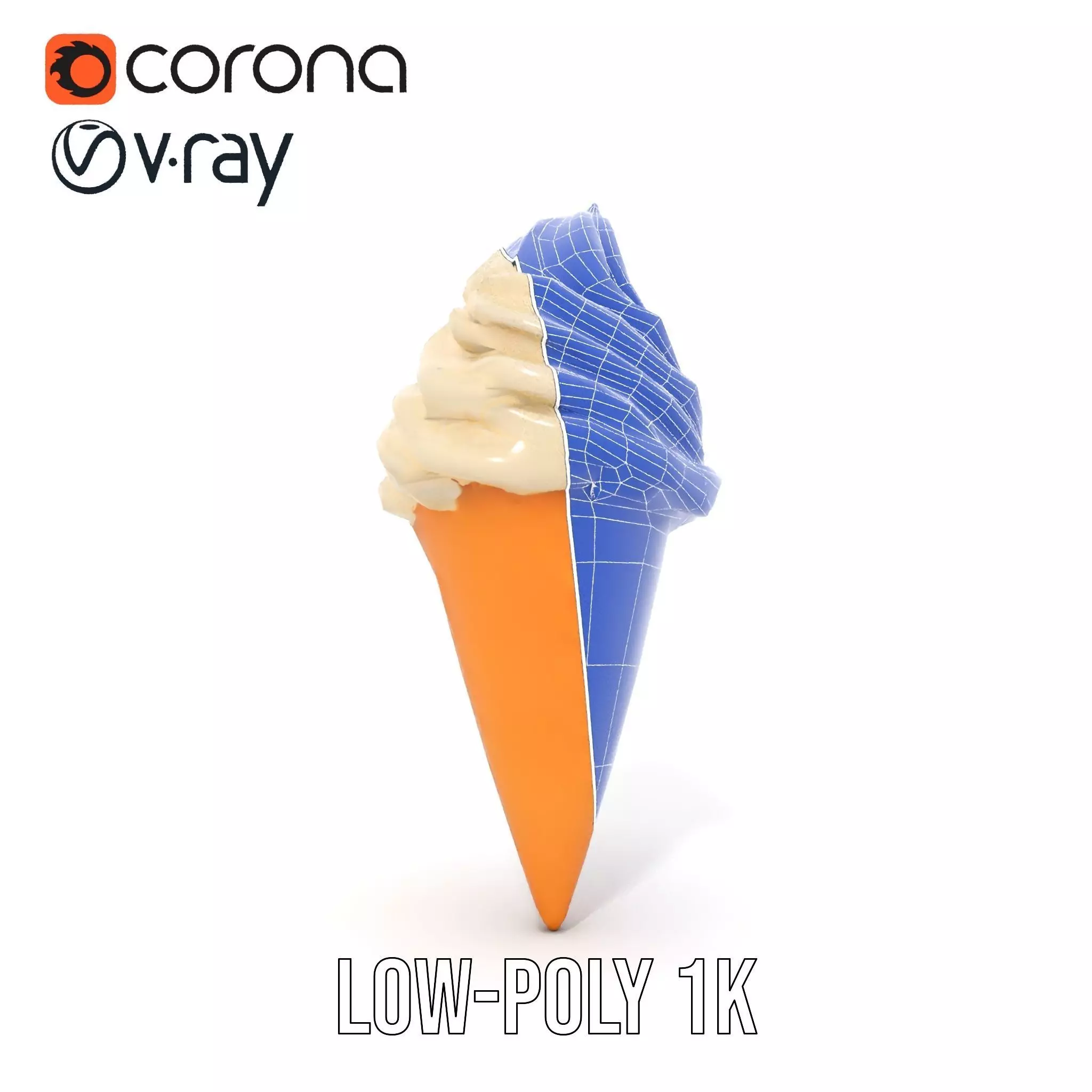 Vanilla Ice Cream Cone model pack Low-poly 3D model_17