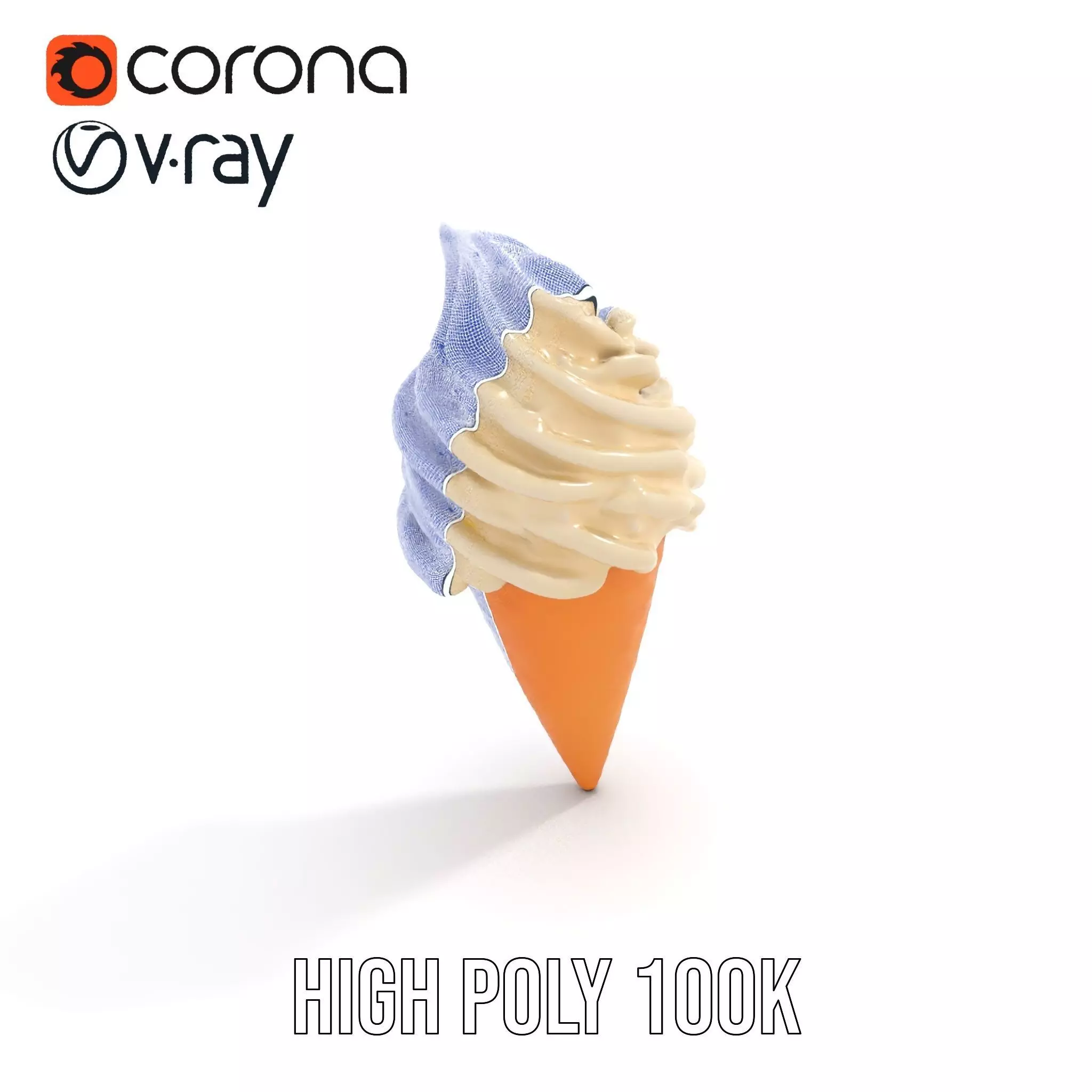 Vanilla Ice Cream Cone model pack Low-poly 3D model_32