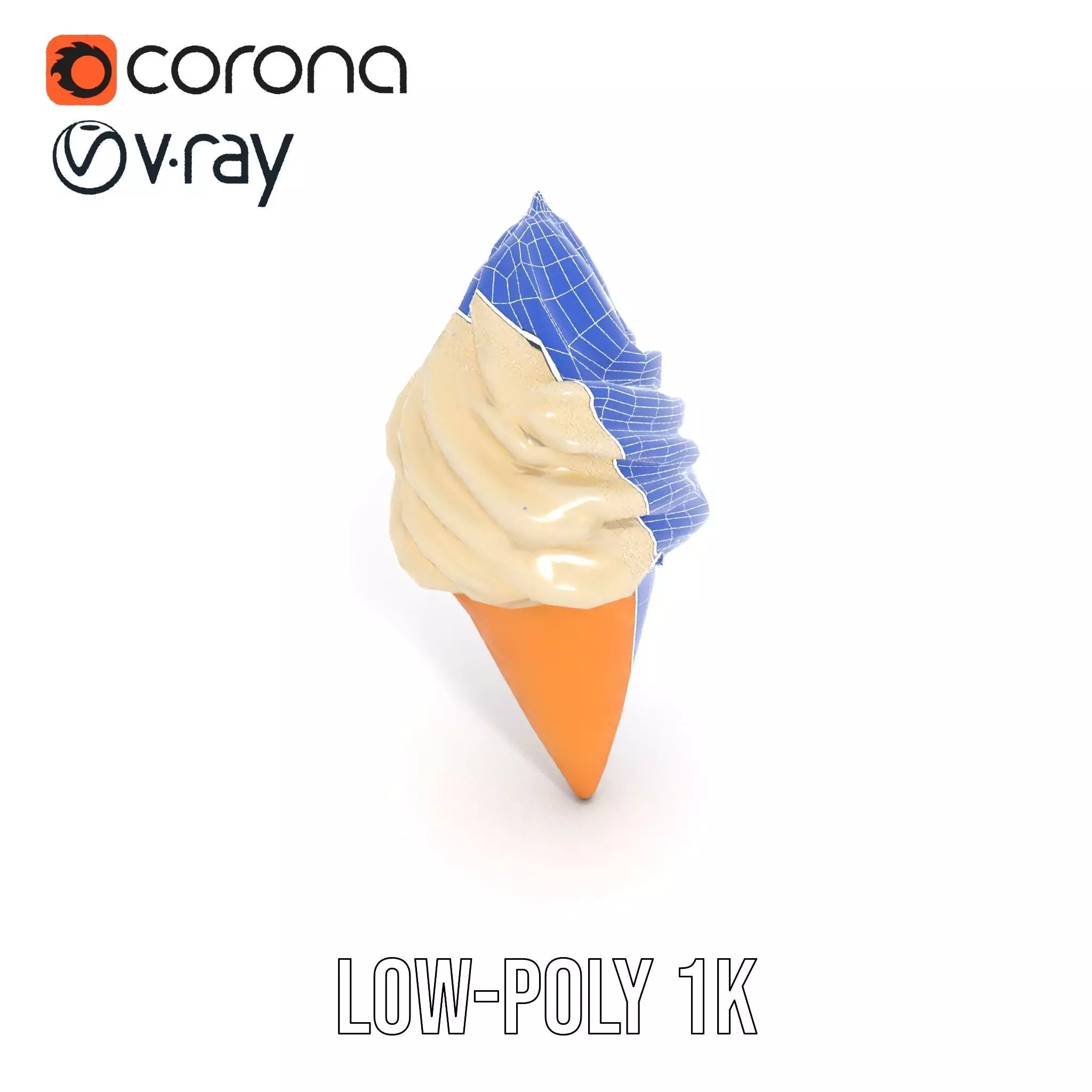 Vanilla Ice Cream Cone model pack Low-poly 3D model_22