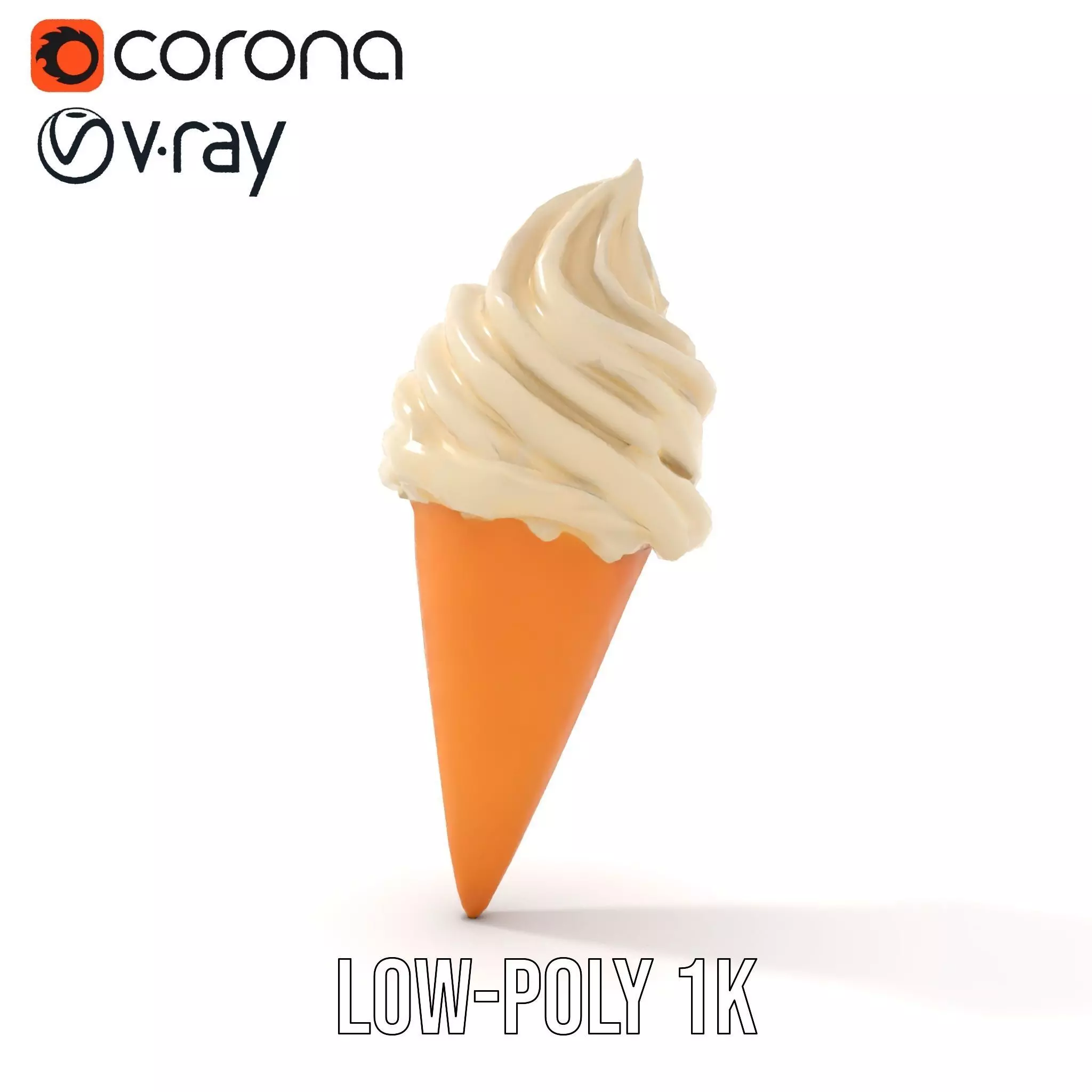 Vanilla Ice Cream Cone model pack Low-poly 3D model_10