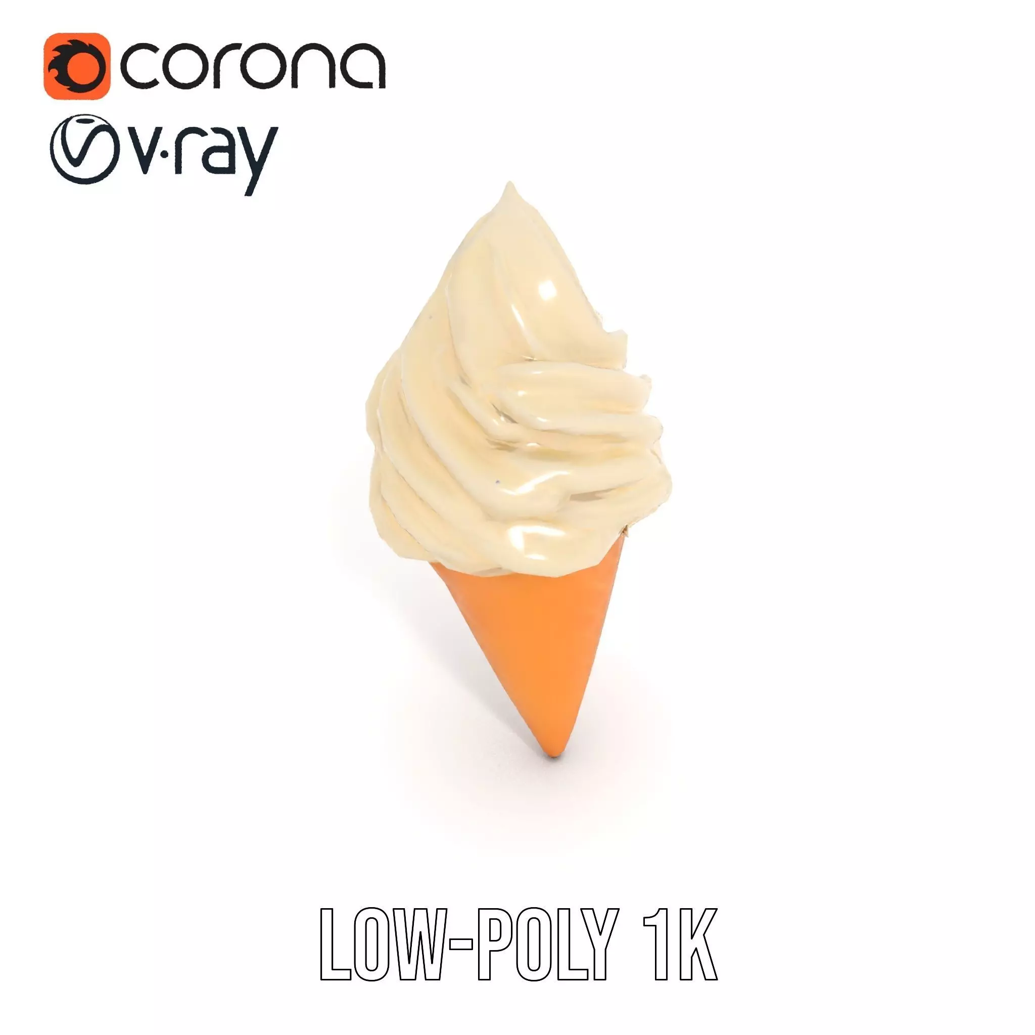 Vanilla Ice Cream Cone model pack Low-poly 3D model_28