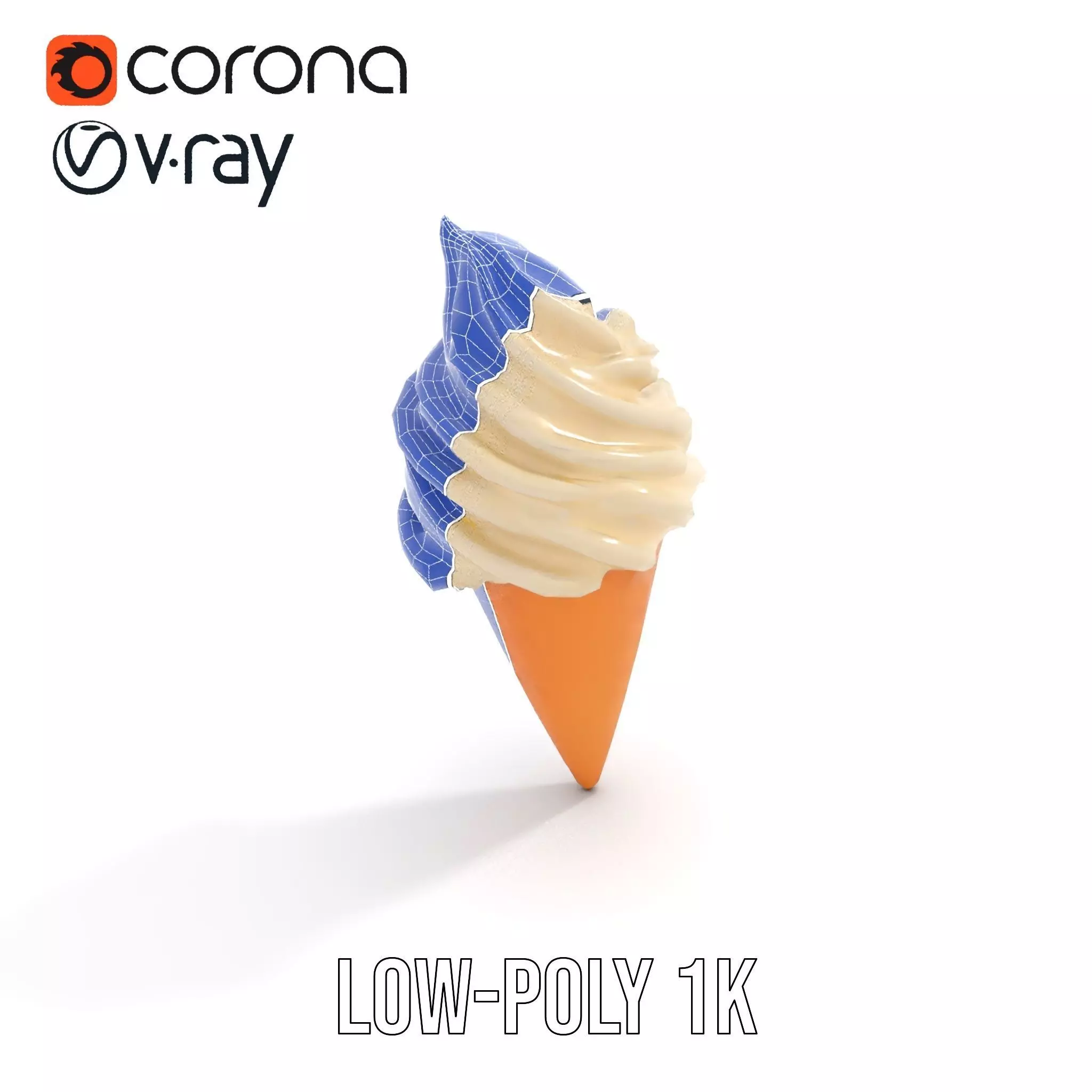 Vanilla Ice Cream Cone model pack Low-poly 3D model_13