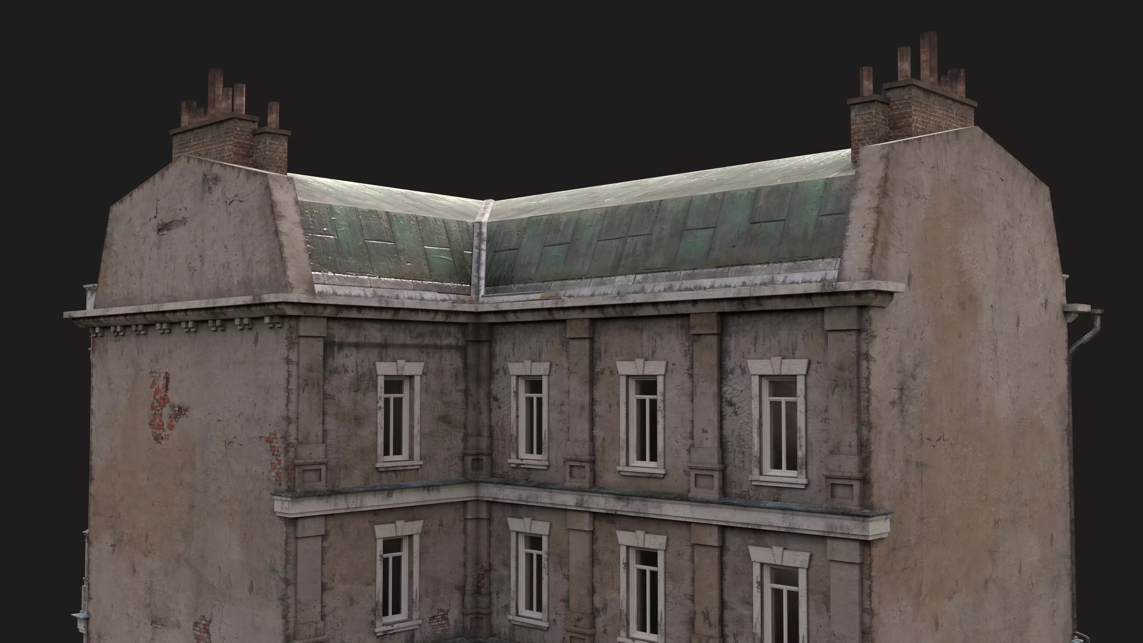 Old City Townhouse Low-poly 3D model_10