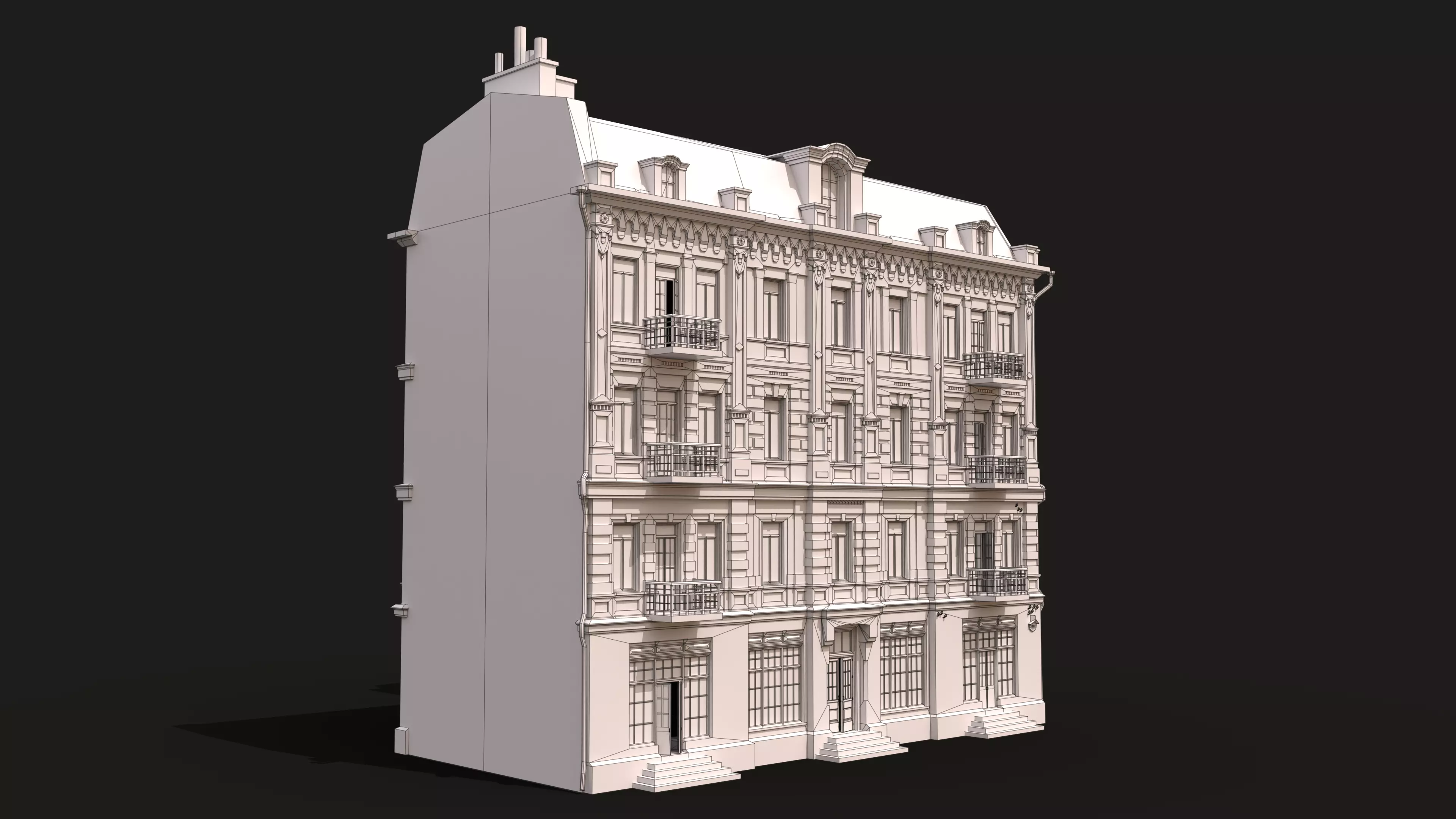 Old City Townhouse Low-poly 3D model_17