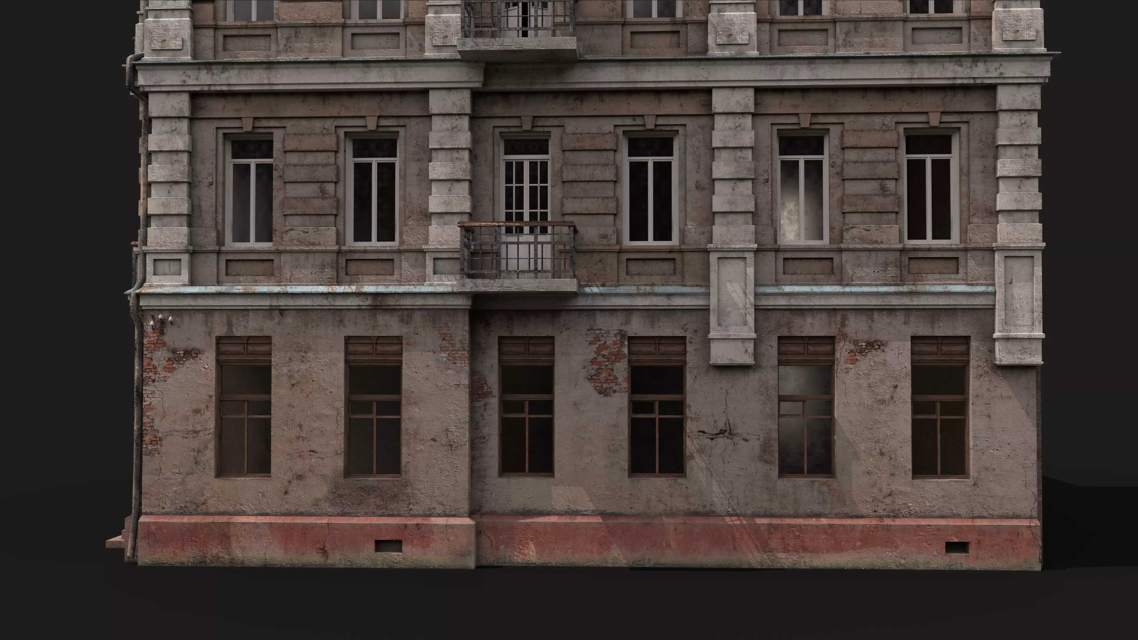 Old City Townhouse Low-poly 3D model_7