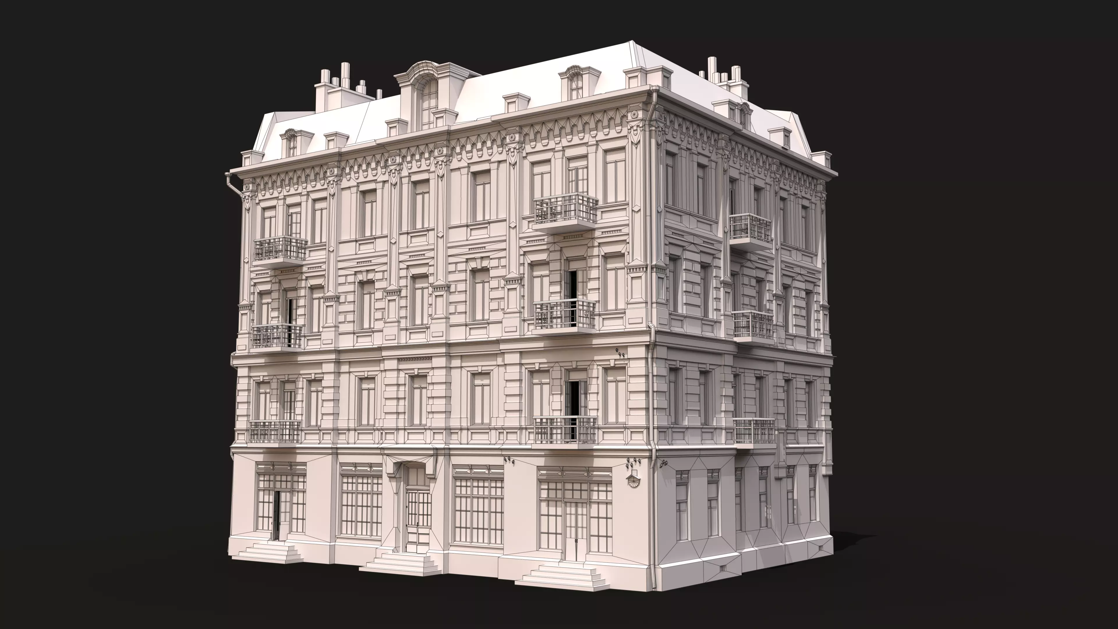 Old City Townhouse Low-poly 3D model_16
