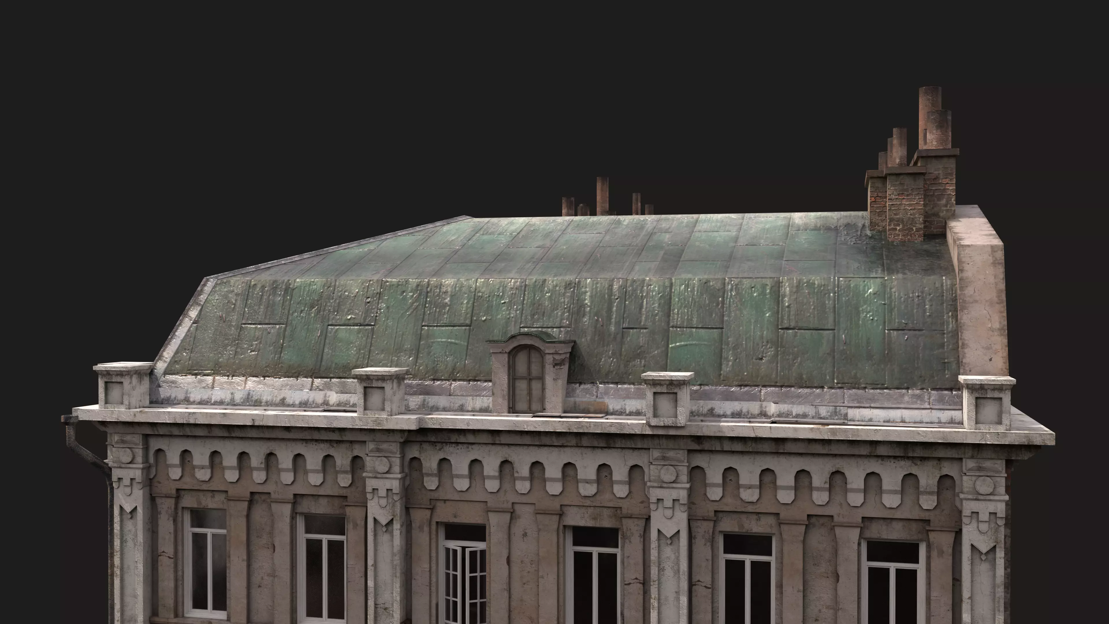 Old City Townhouse Low-poly 3D model_5