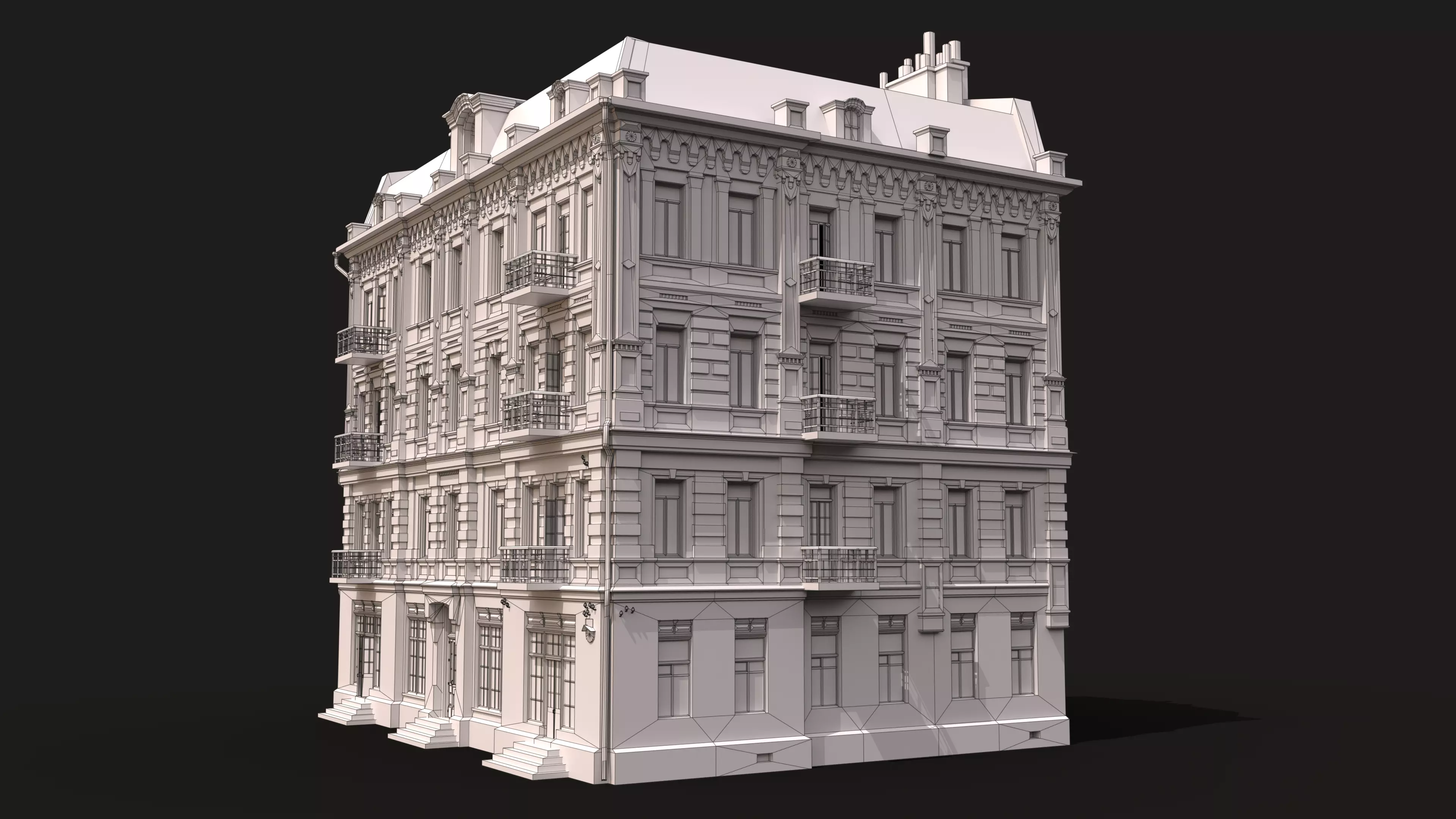 Old City Townhouse Low-poly 3D model_19