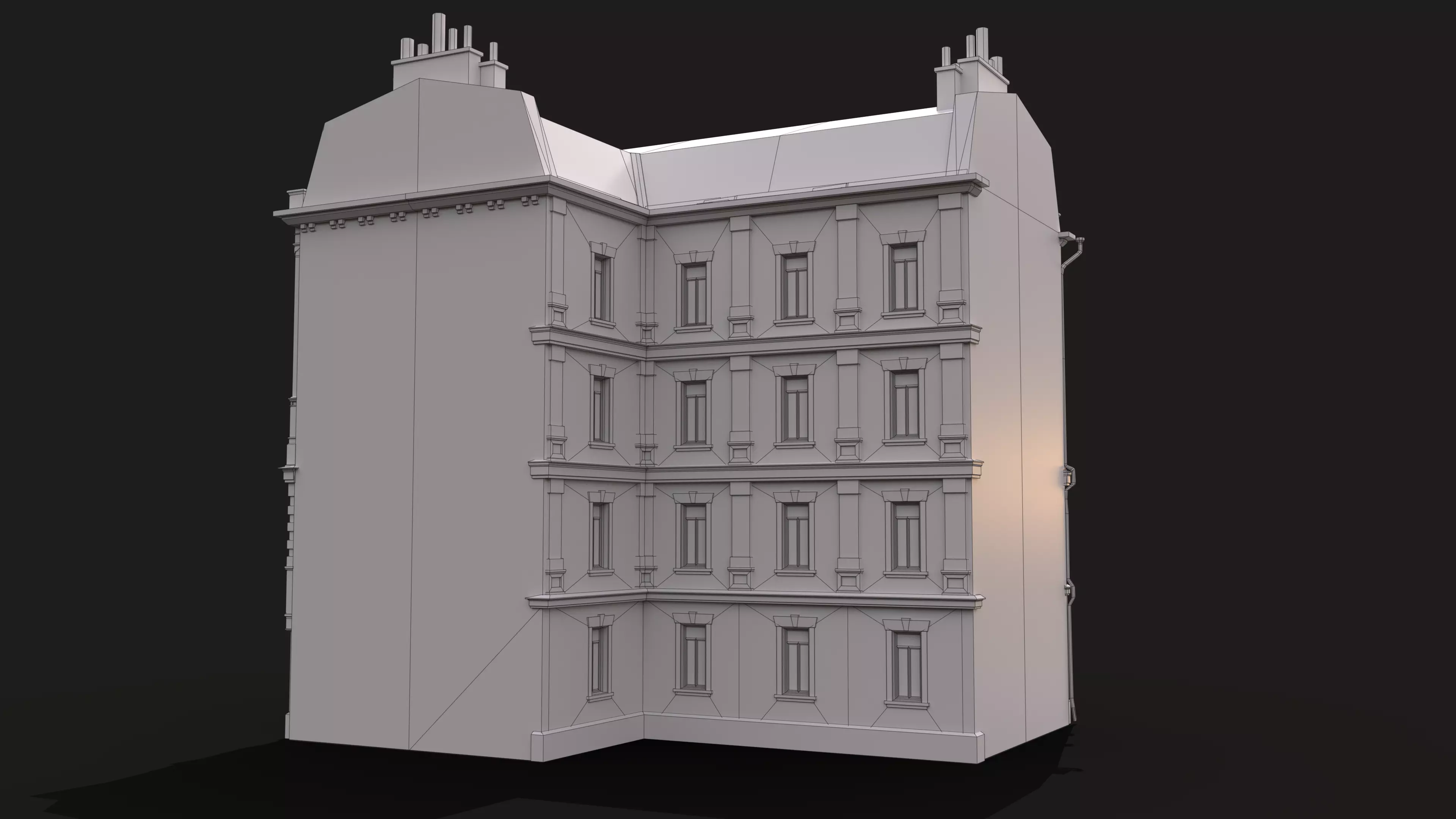 Old City Townhouse Low-poly 3D model_18