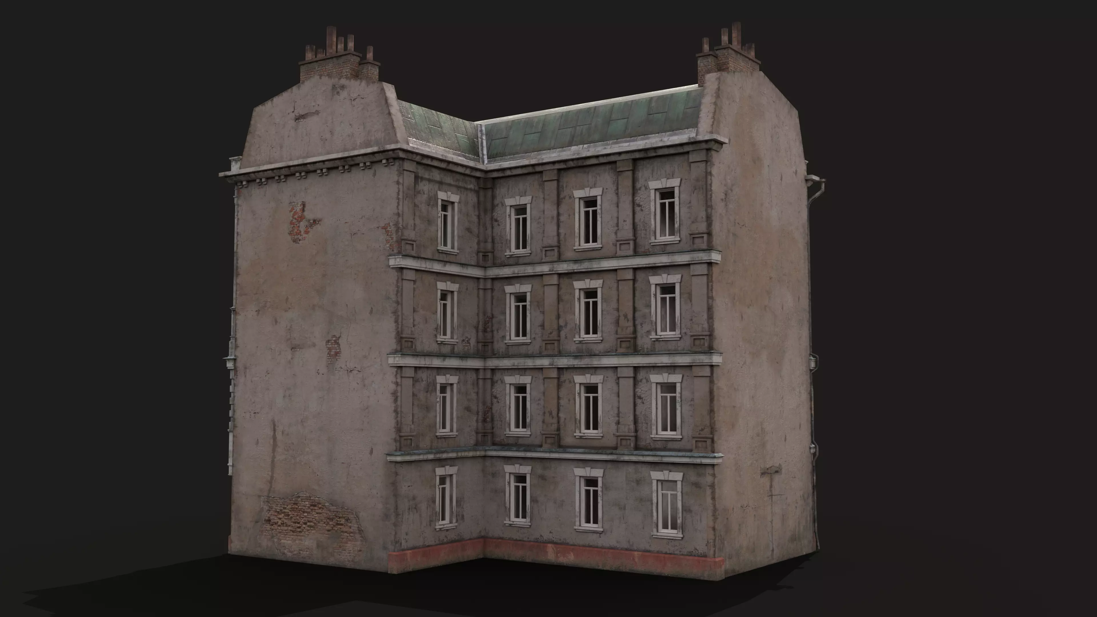 Old City Townhouse Low-poly 3D model_3