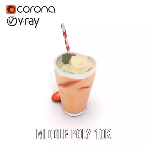 Fruit Smoothie Glass model pack Low-poly 3D model 5