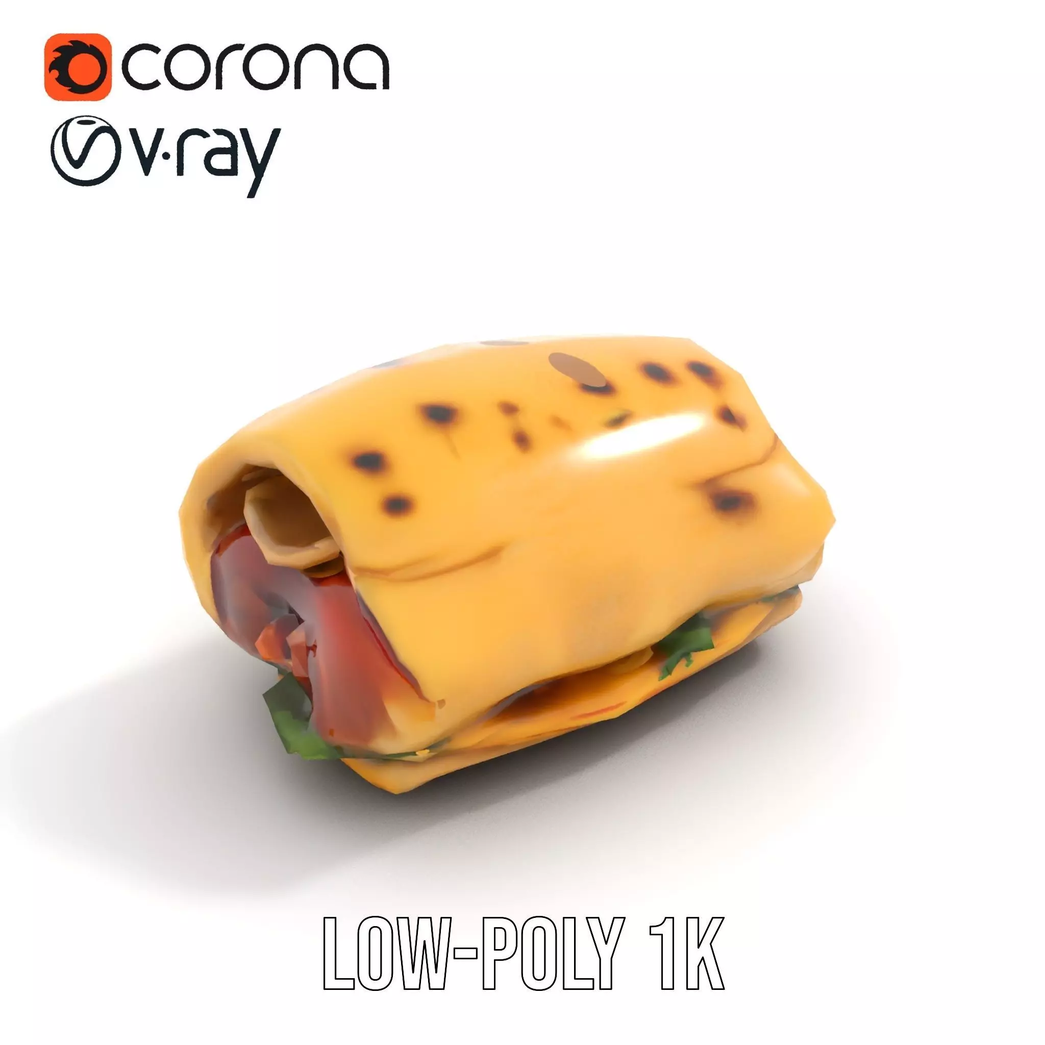 Spicy Chicken Wrap model pack Low-poly 3D model_8