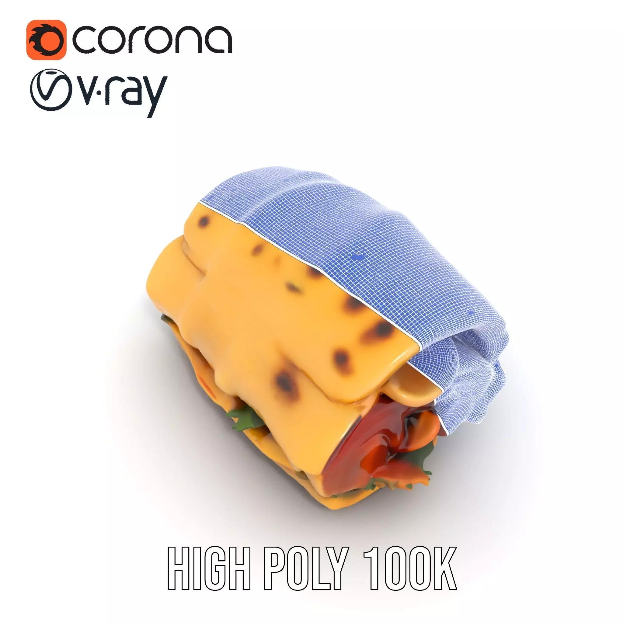 Spicy Chicken Wrap model pack Low-poly 3D model_32