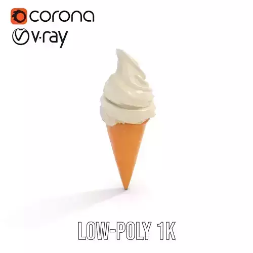 Vanilla Soft Serve Cone model pack Low-poly 3D model 7