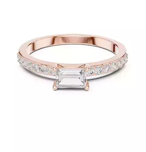 Baguette and Round Diamond Engagement Wedding Ring 3DM STL Video 3D print model
