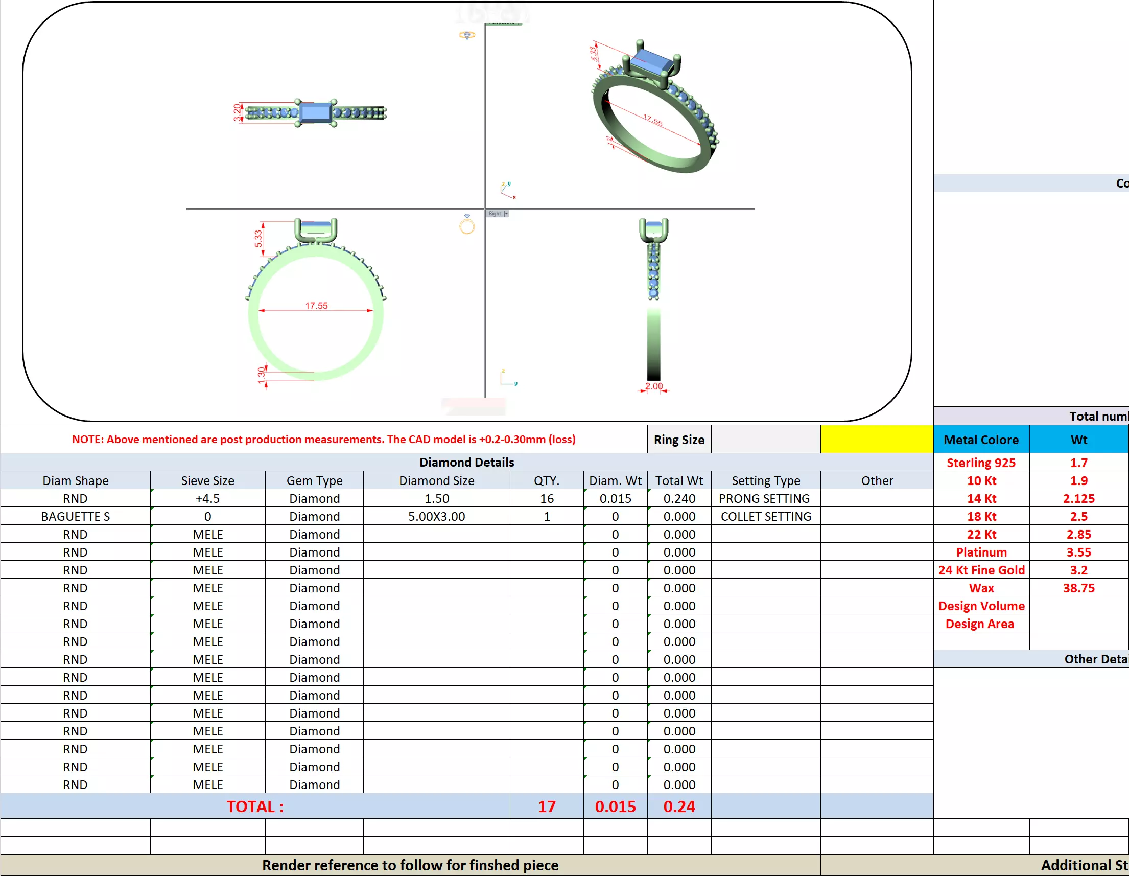 Baguette and Round Diamond Engagement Wedding Ring 3DM STL Video 3D print model_13