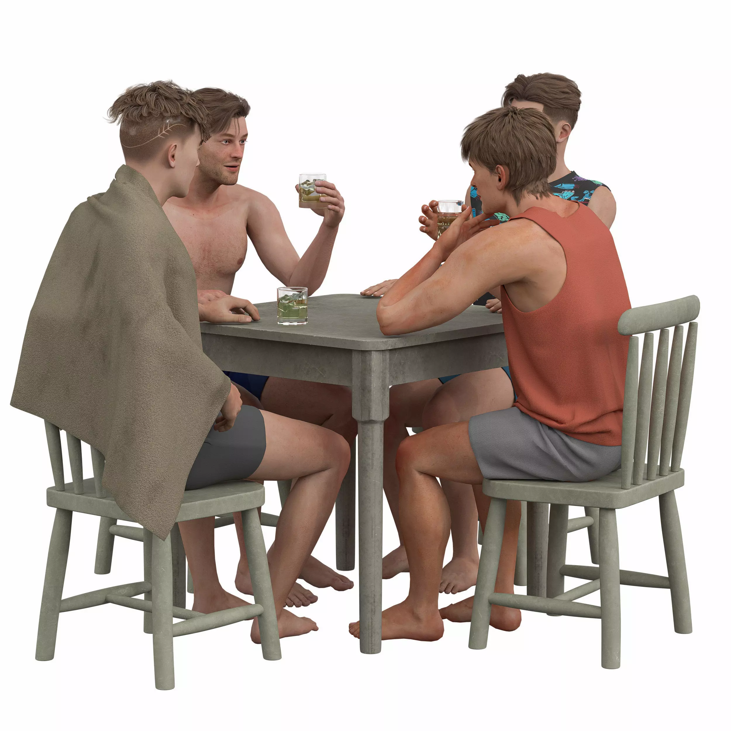 Casual Summer Outfit Male Models Low-poly 3D model_1