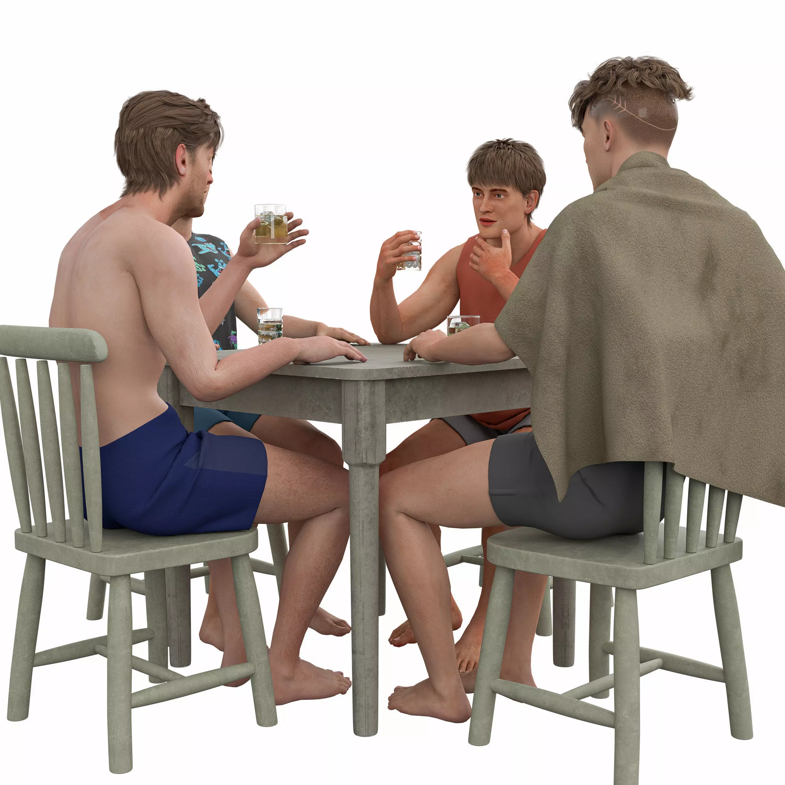 Casual Summer Outfit Male Models Low-poly 3D model_4