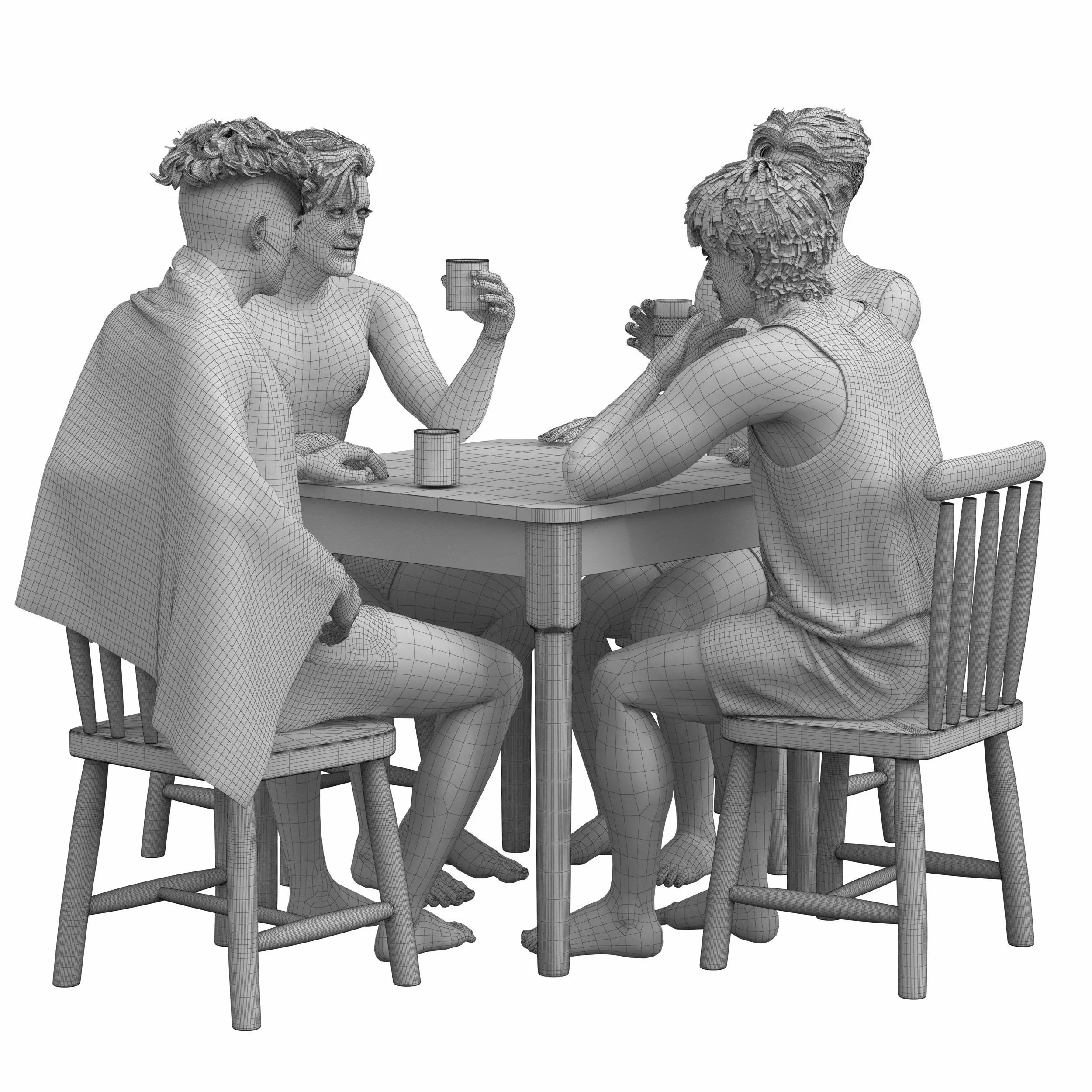 Casual Summer Outfit Male Models Low-poly 3D model_5