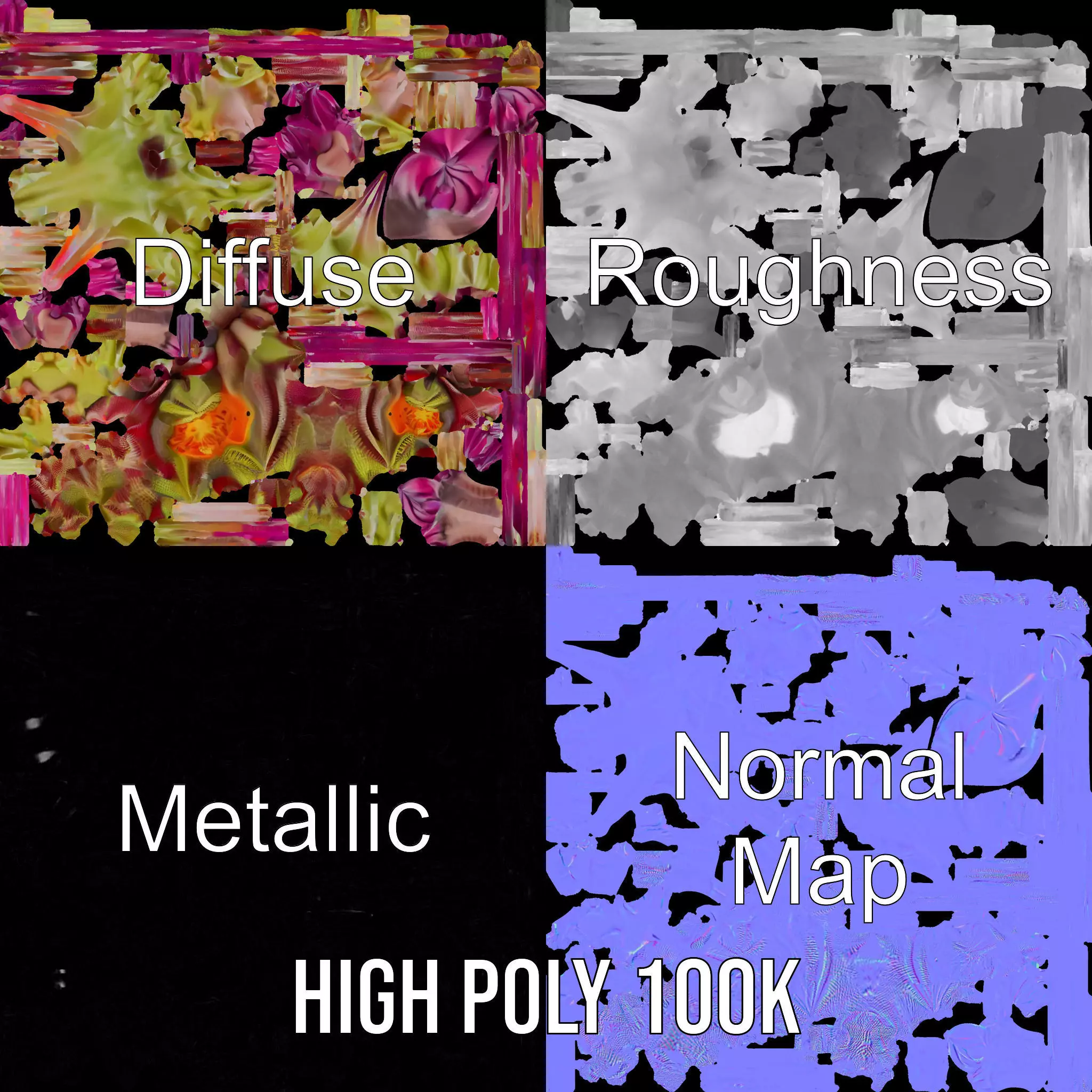 Alien Flora Burst model pack Low-poly 3D model_4