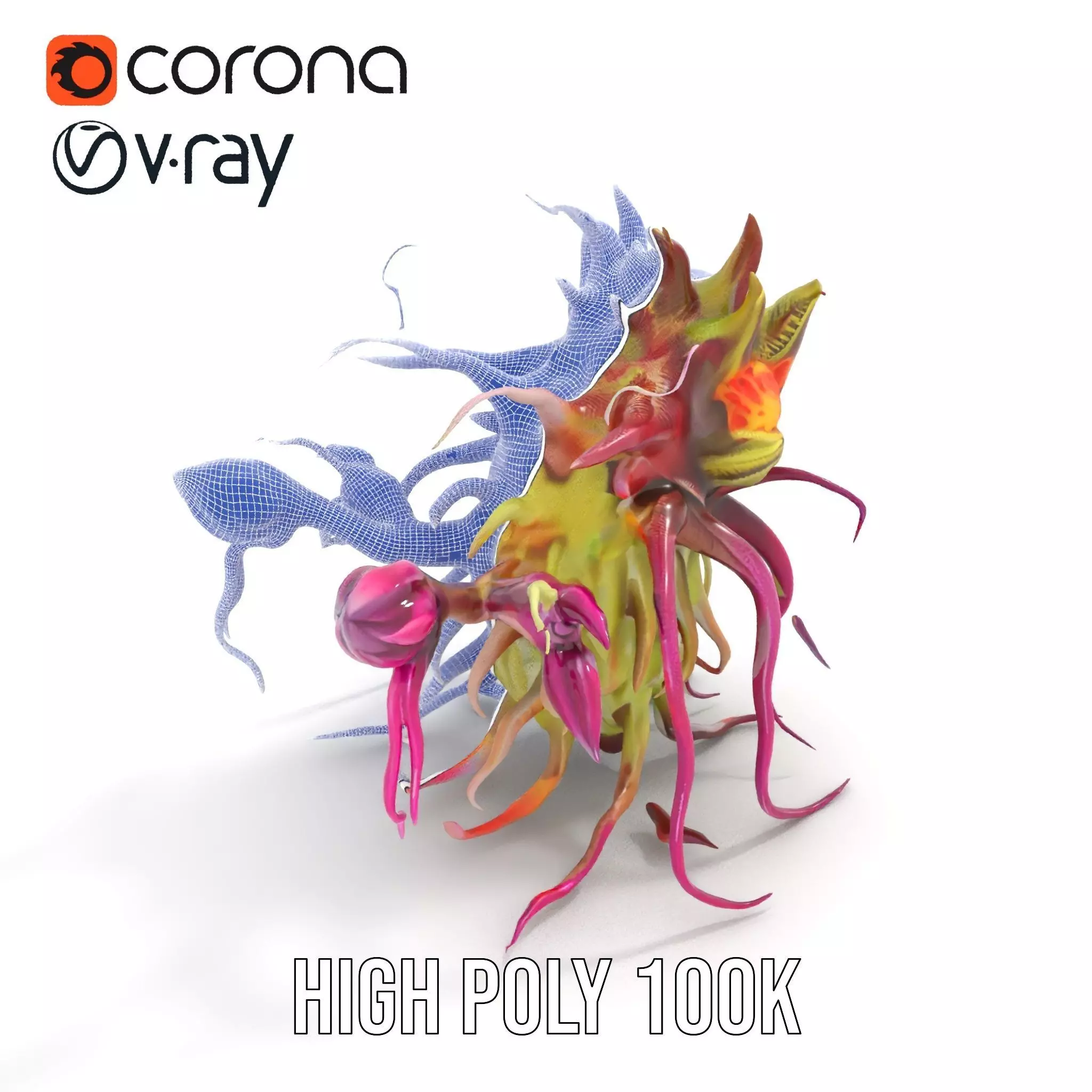 Alien Flora Burst model pack Low-poly 3D model_32