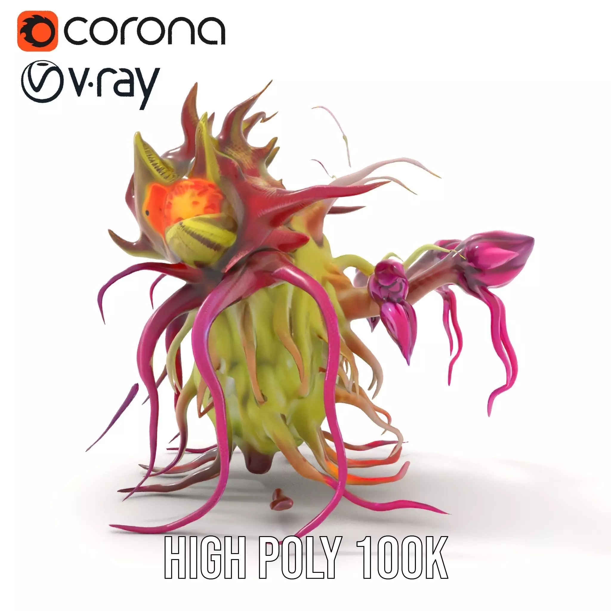 Alien Flora Burst model pack Low-poly 3D model_16