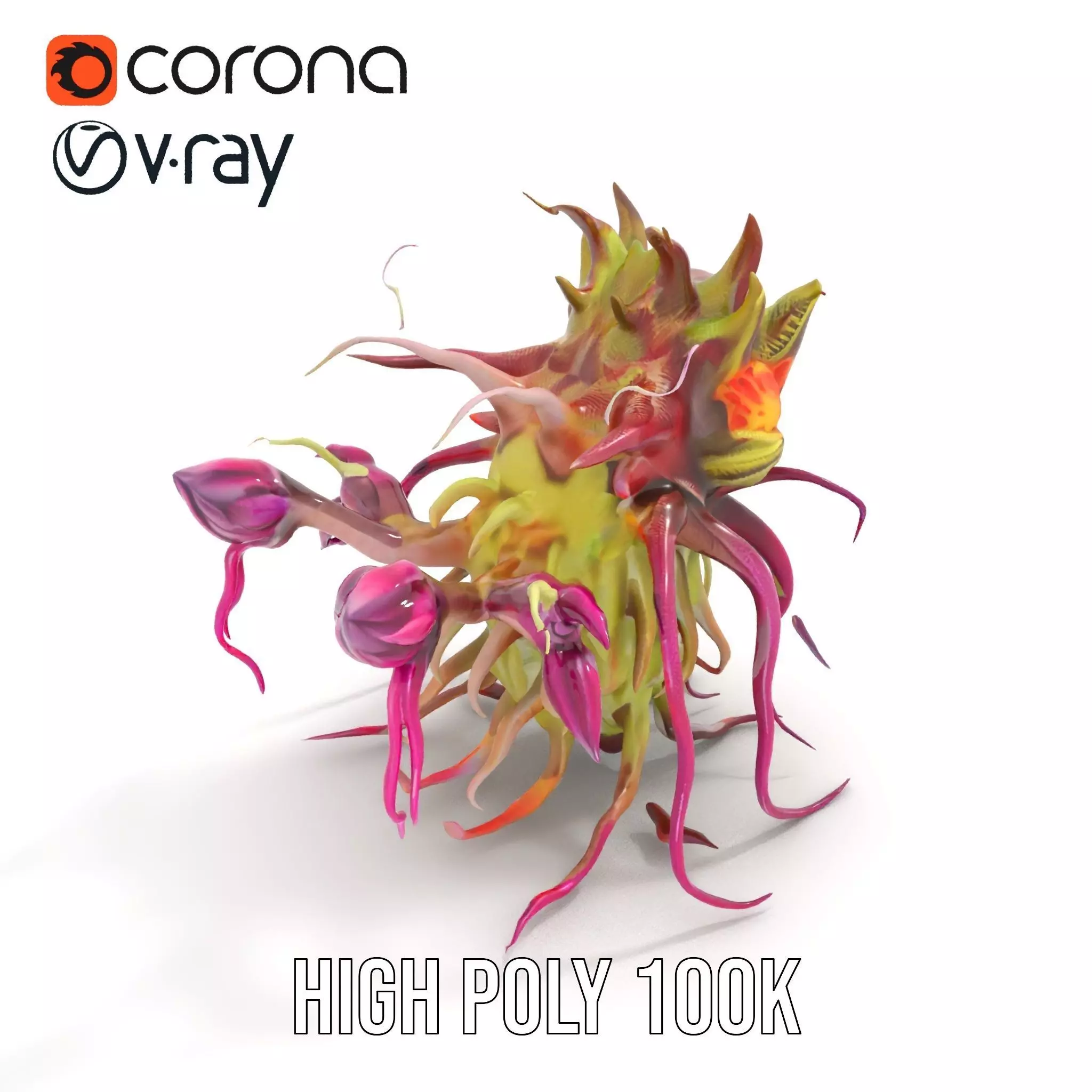Alien Flora Burst model pack Low-poly 3D model_29
