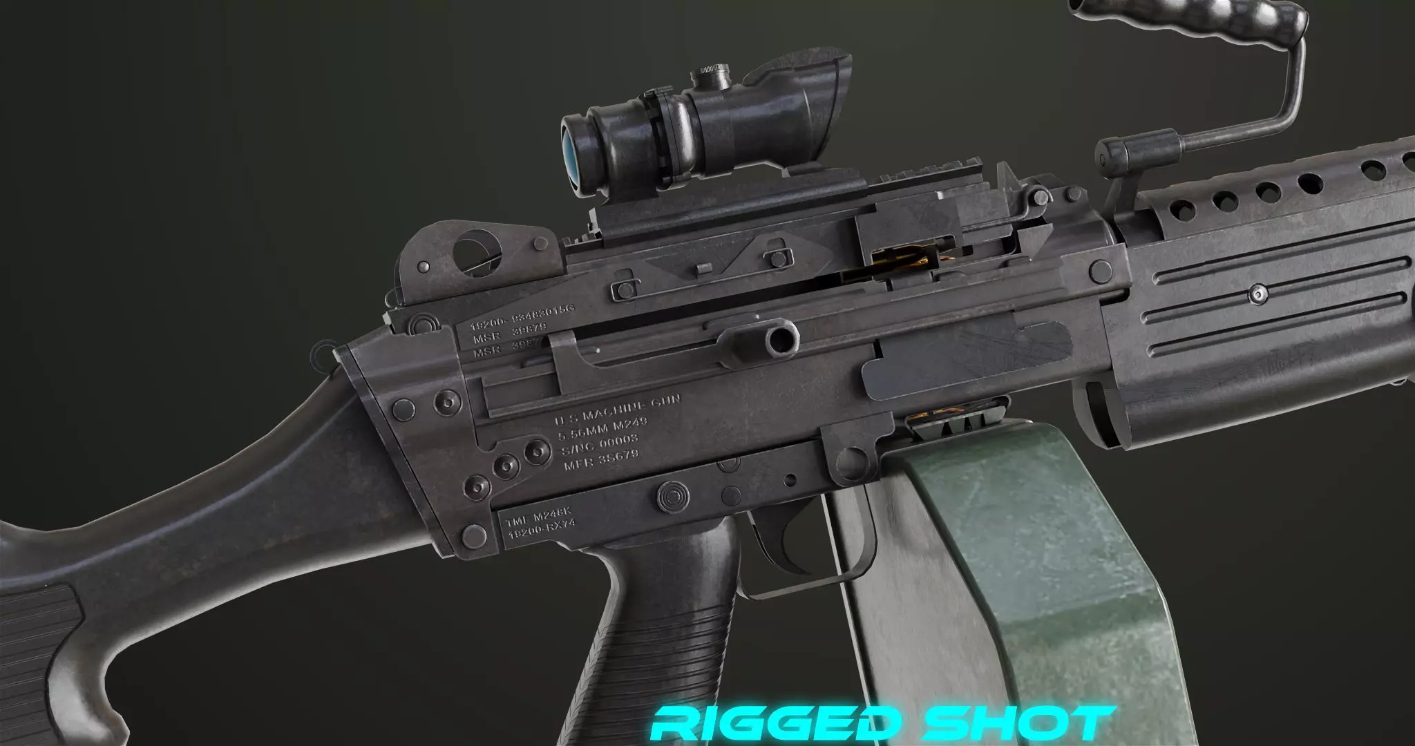 Machine Gun Sandal and Black Ammo Box All PBR Textures Low-poly 3D model_50