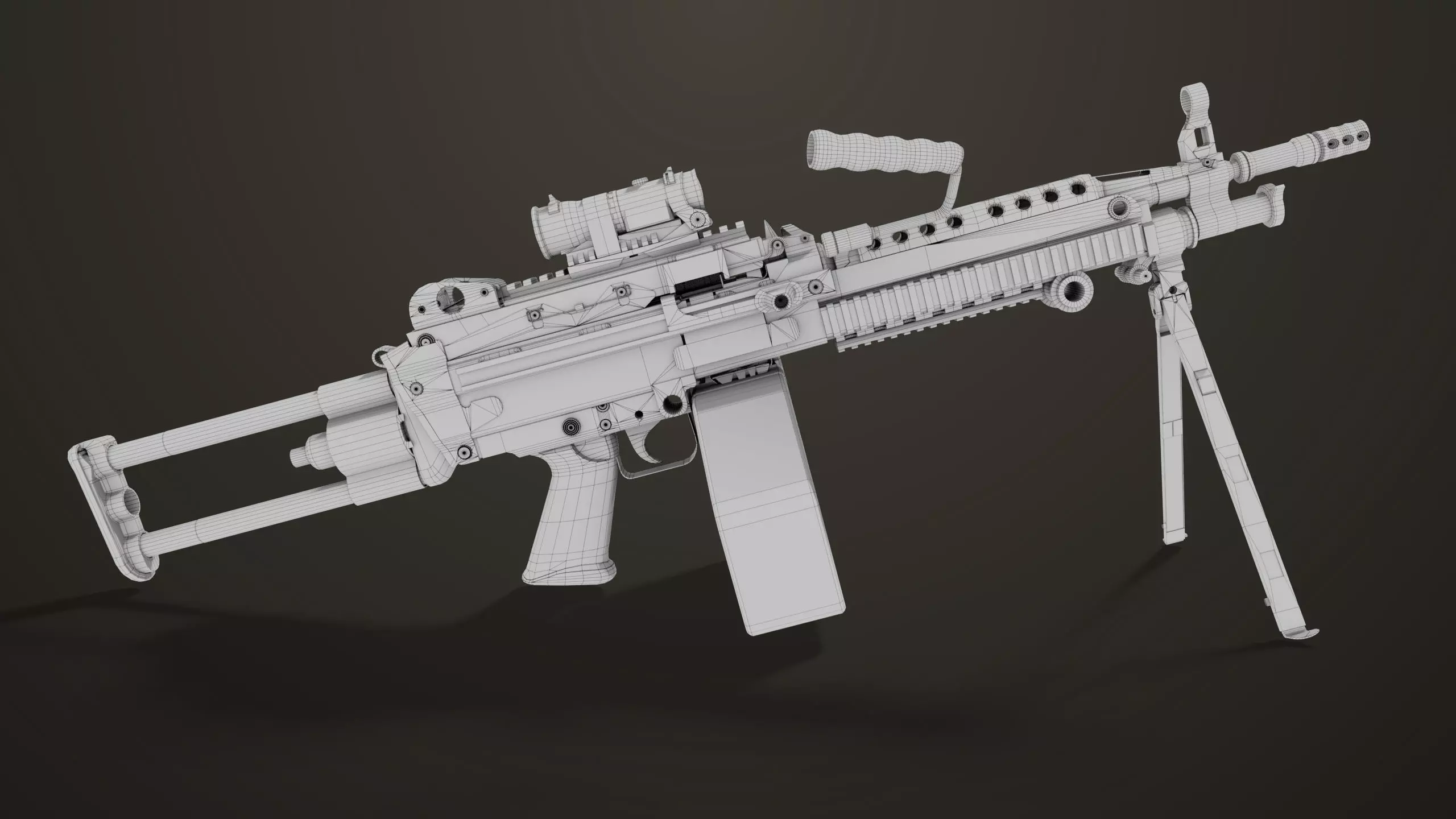 Machine Gun Sandal and Black Ammo Box All PBR Textures Low-poly 3D model_28