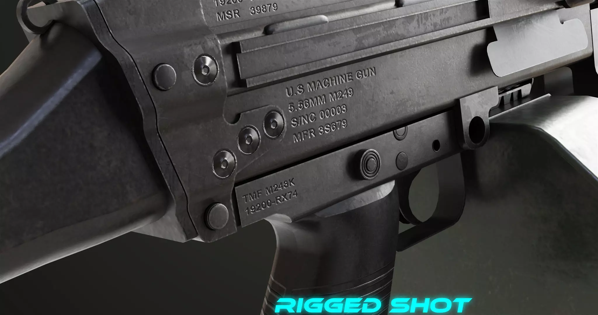 Machine Gun Sandal and Black Ammo Box All PBR Textures Low-poly 3D model_52