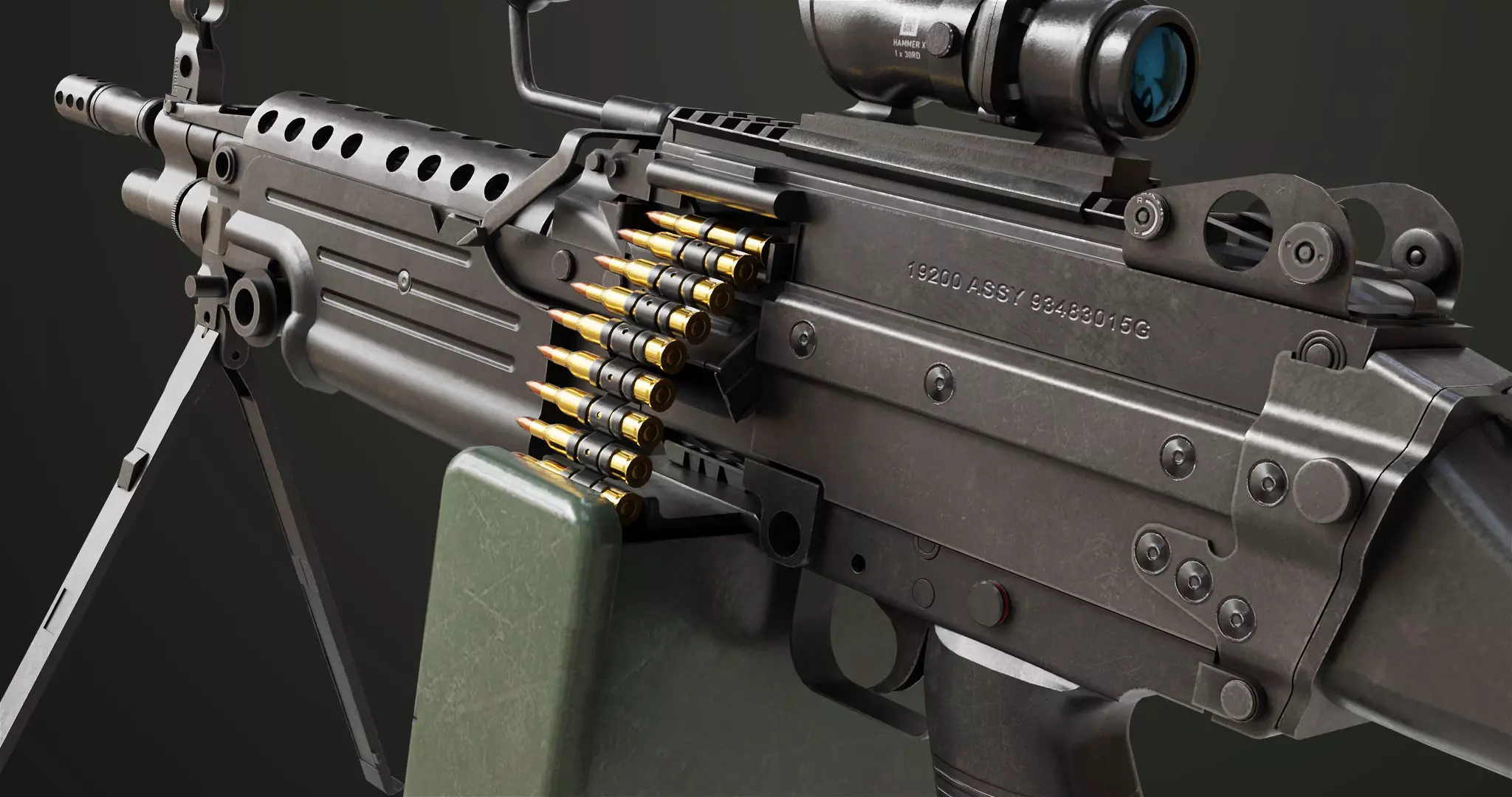 Machine Gun Sandal and Black Ammo Box All PBR Textures Low-poly 3D model_55