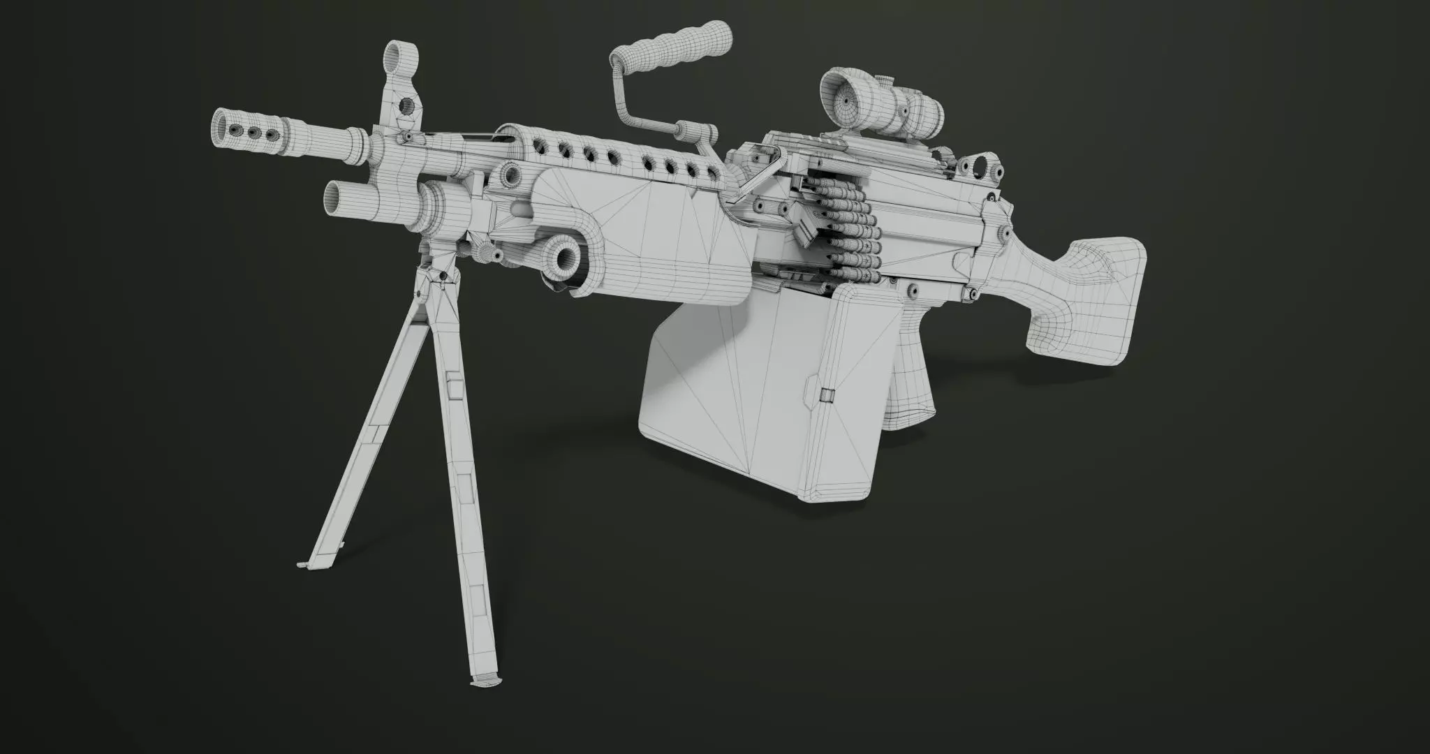 Machine Gun Sandal and Black Ammo Box All PBR Textures Low-poly 3D model_64