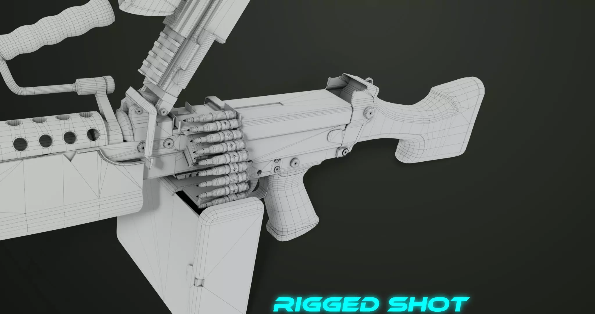 Machine Gun Sandal and Black Ammo Box All PBR Textures Low-poly 3D model_69