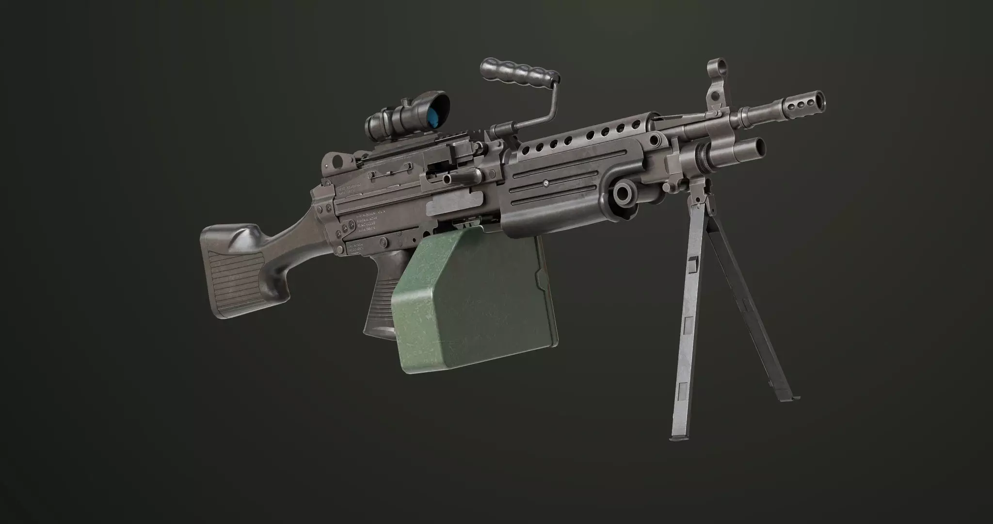 Machine Gun Sandal and Black Ammo Box All PBR Textures Low-poly 3D model_42