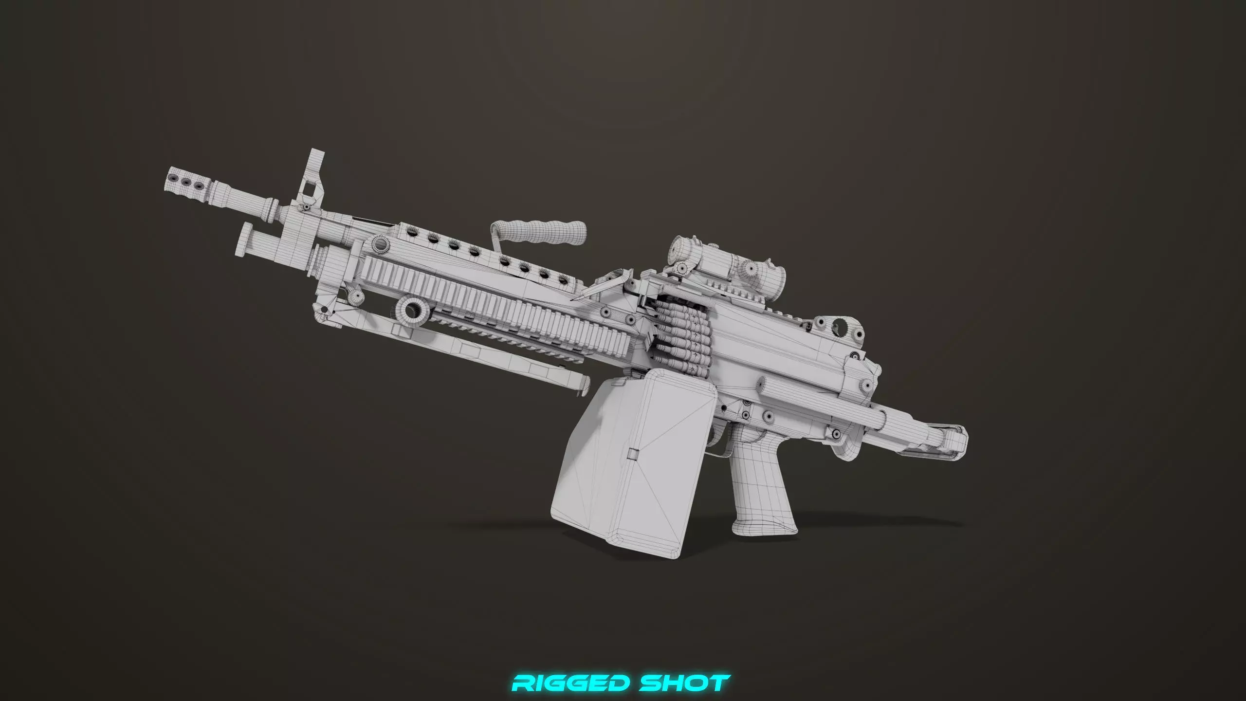 Machine Gun Sandal and Black Ammo Box All PBR Textures Low-poly 3D model_30