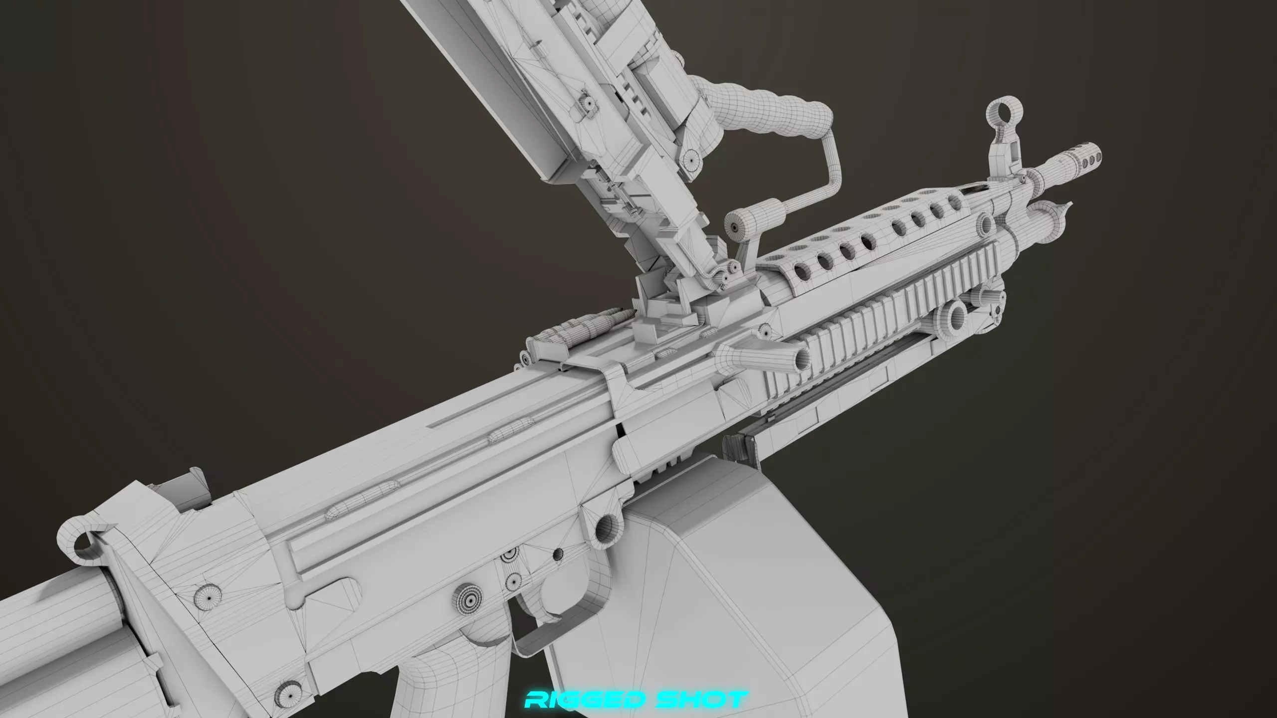 Machine Gun Sandal and Black Ammo Box All PBR Textures Low-poly 3D model_36