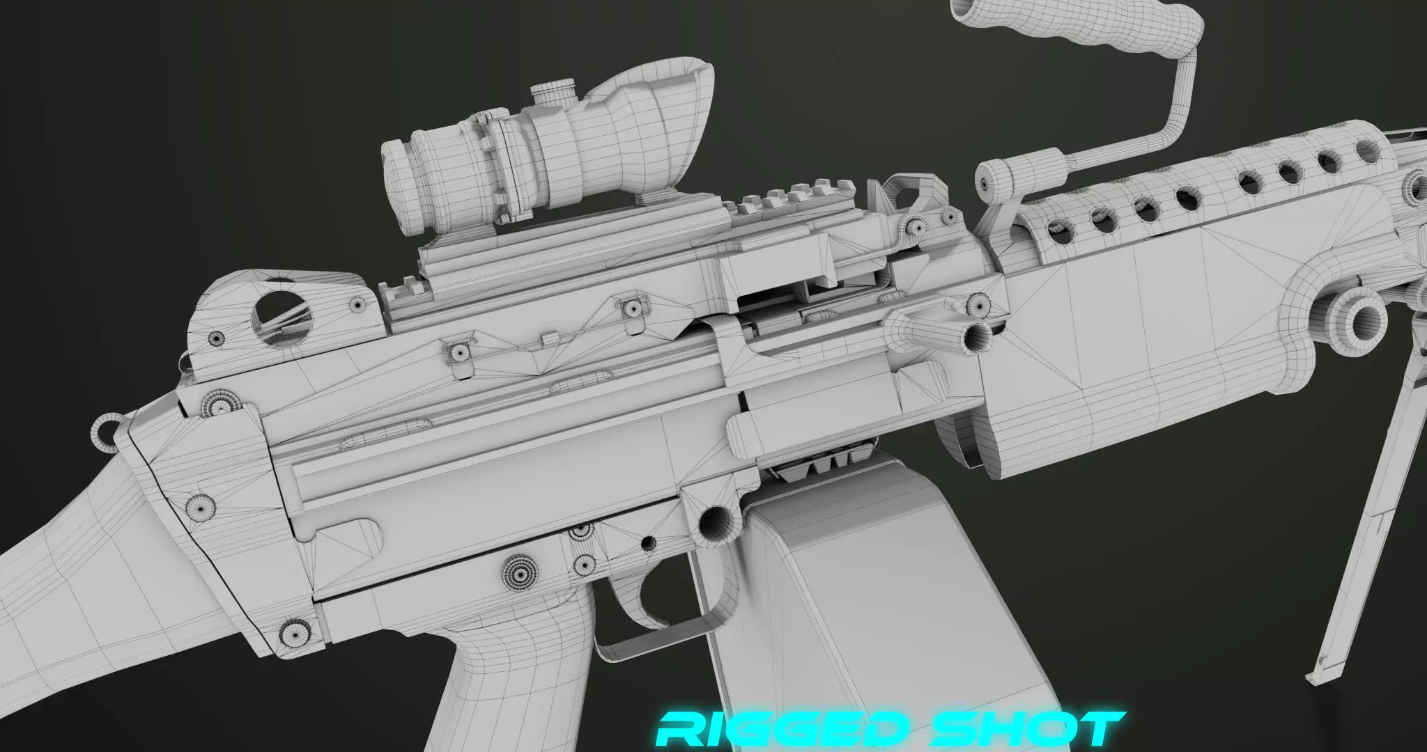 Machine Gun Sandal and Black Ammo Box All PBR Textures Low-poly 3D model_71