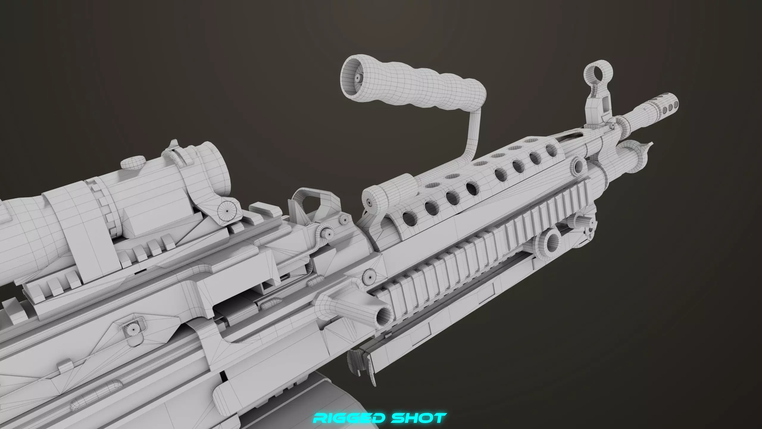 Machine Gun Sandal and Black Ammo Box All PBR Textures Low-poly 3D model_37