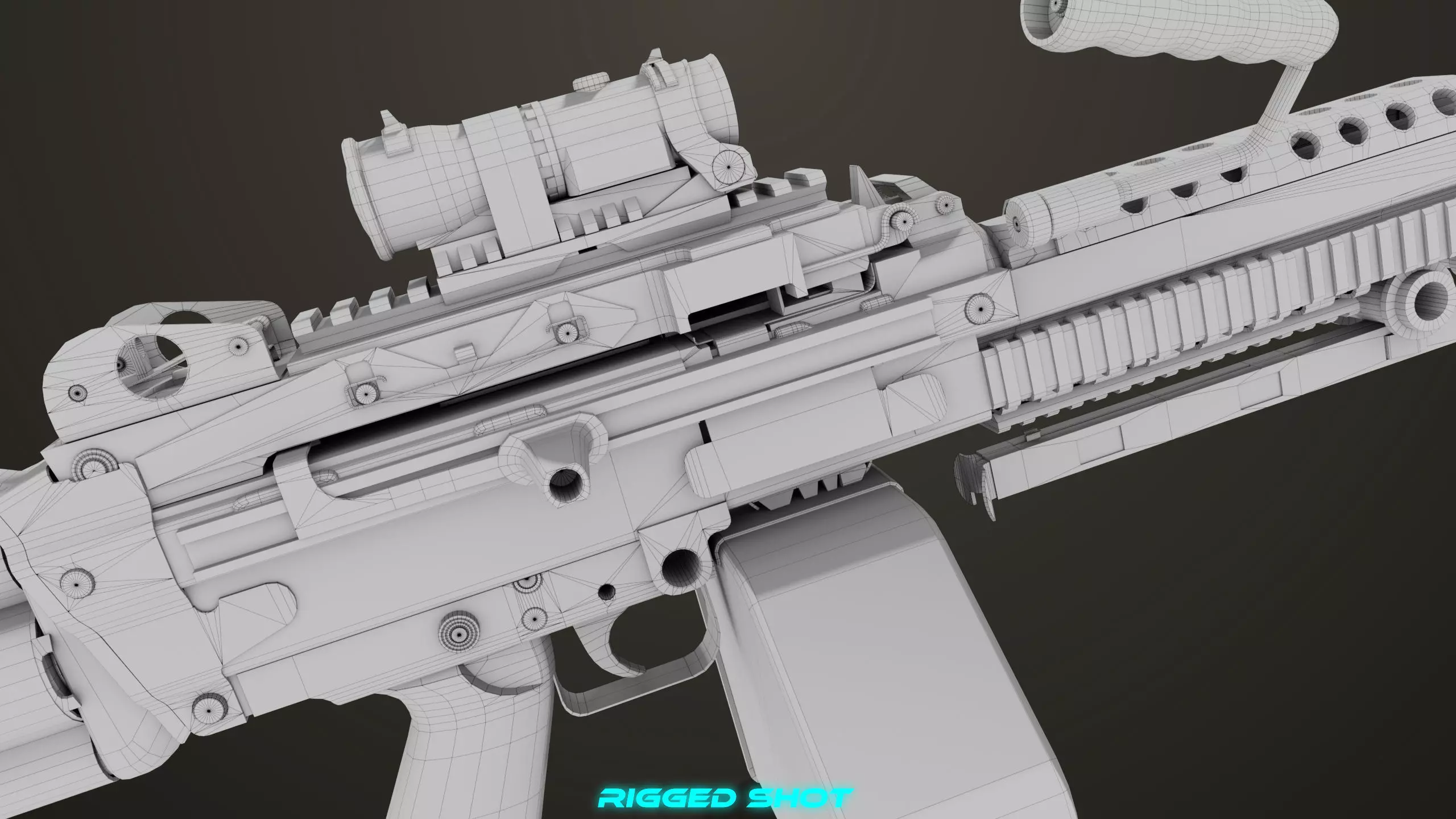 Machine Gun Sandal and Black Ammo Box All PBR Textures Low-poly 3D model_33