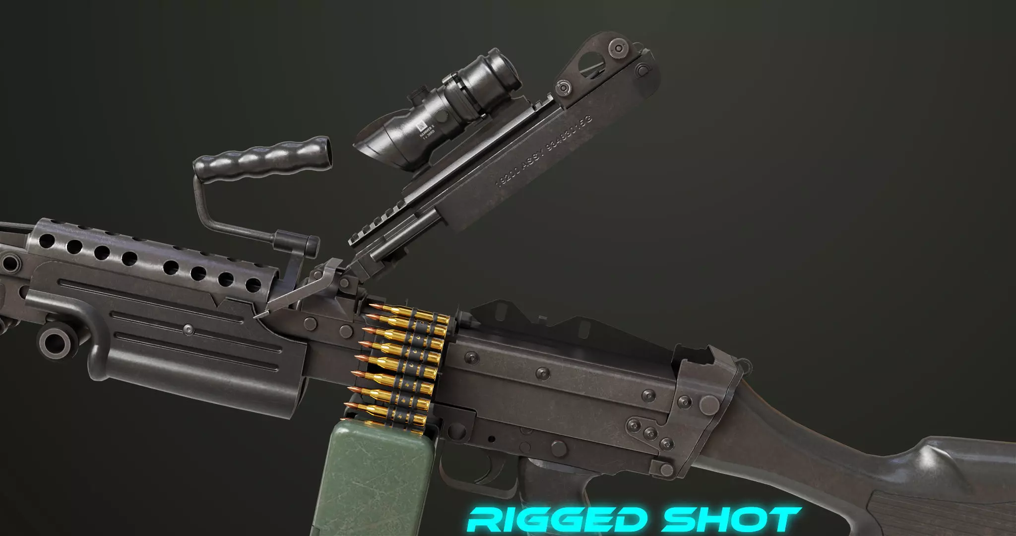 Machine Gun Sandal and Black Ammo Box All PBR Textures Low-poly 3D model_48