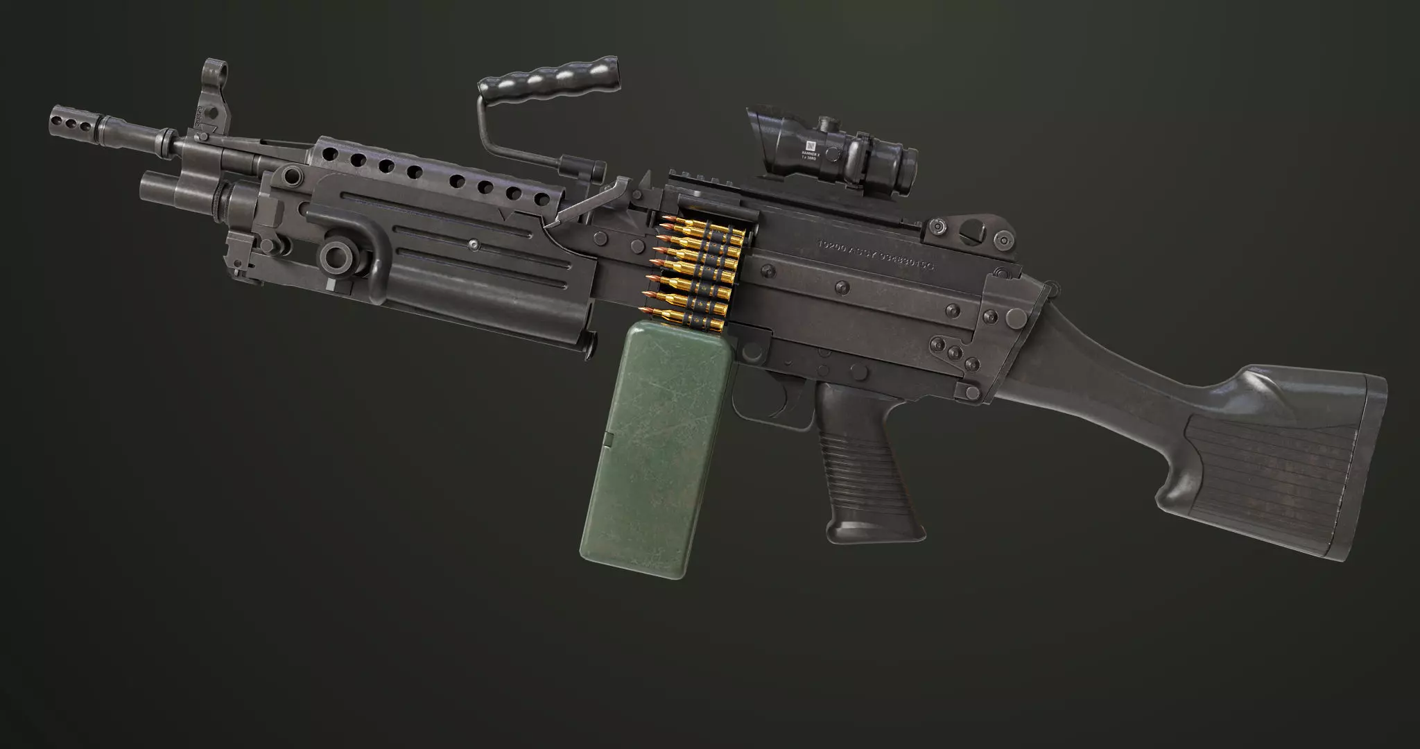 Machine Gun Sandal and Black Ammo Box All PBR Textures Low-poly 3D model_58