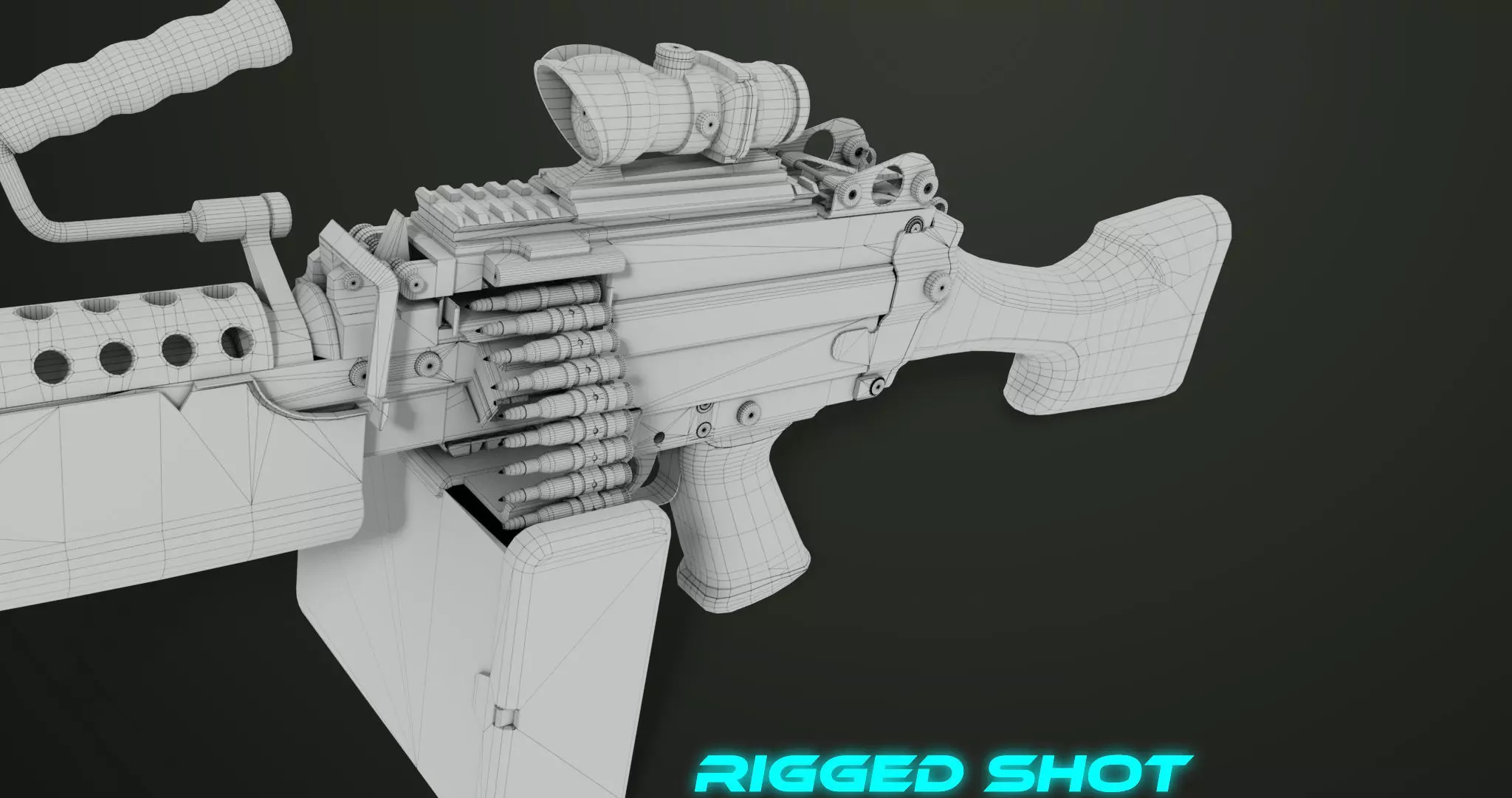 Machine Gun Sandal and Black Ammo Box All PBR Textures Low-poly 3D model_73