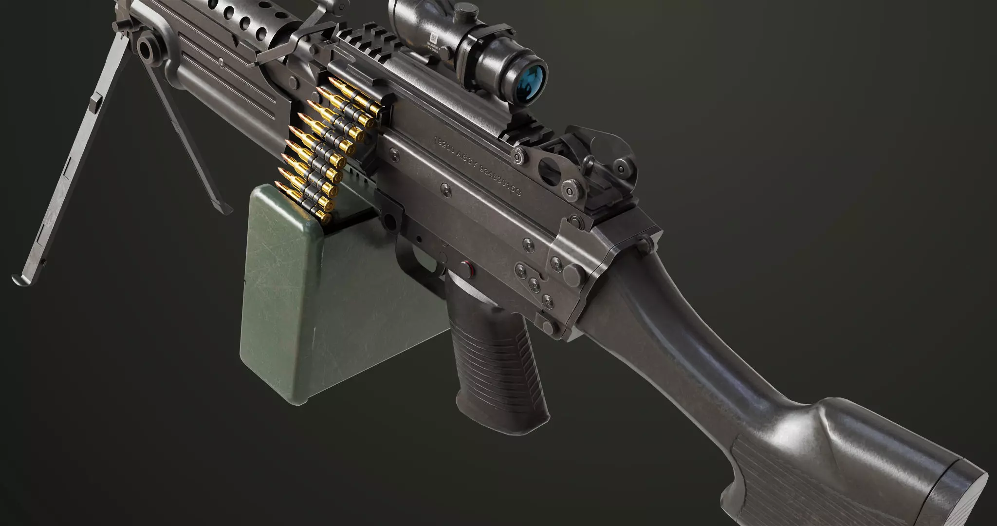 Machine Gun Sandal and Black Ammo Box All PBR Textures Low-poly 3D model_62