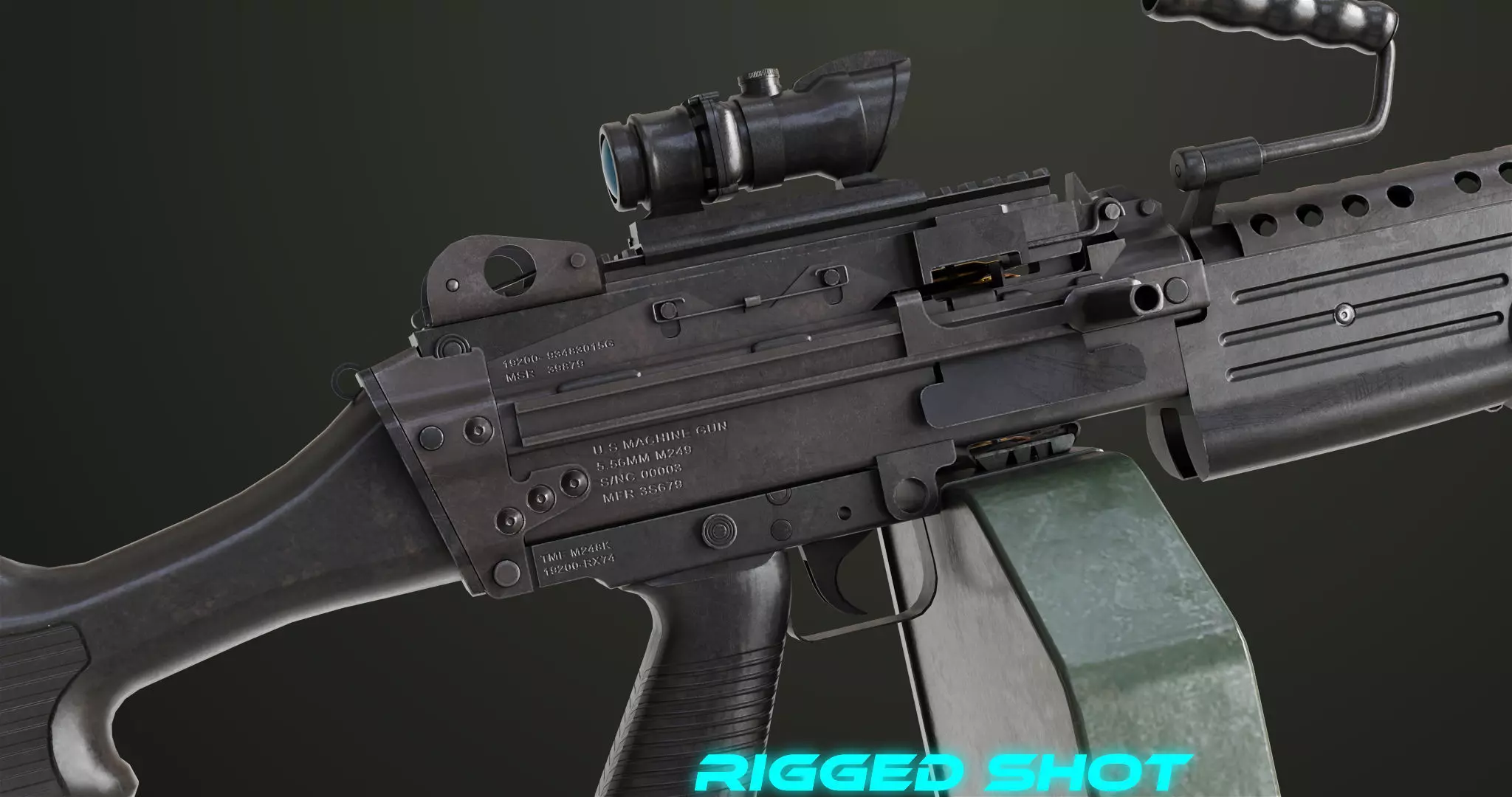 Machine Gun Sandal and Black Ammo Box All PBR Textures Low-poly 3D model_49