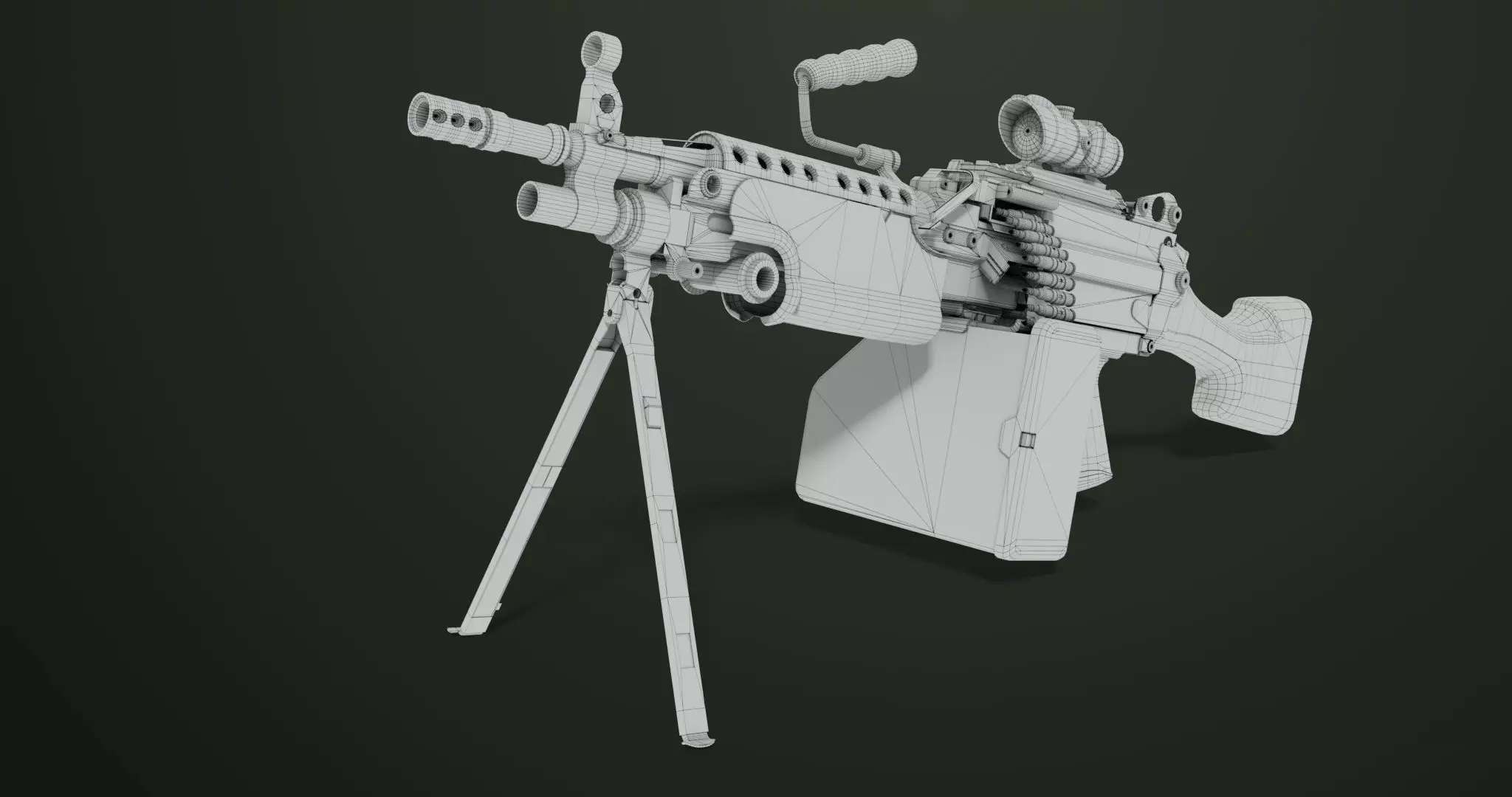 Machine Gun Sandal and Black Ammo Box All PBR Textures Low-poly 3D model_75