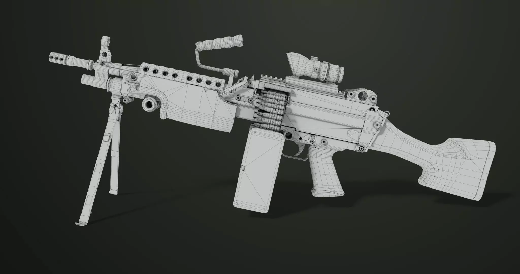 Machine Gun Sandal and Black Ammo Box All PBR Textures Low-poly 3D model_66