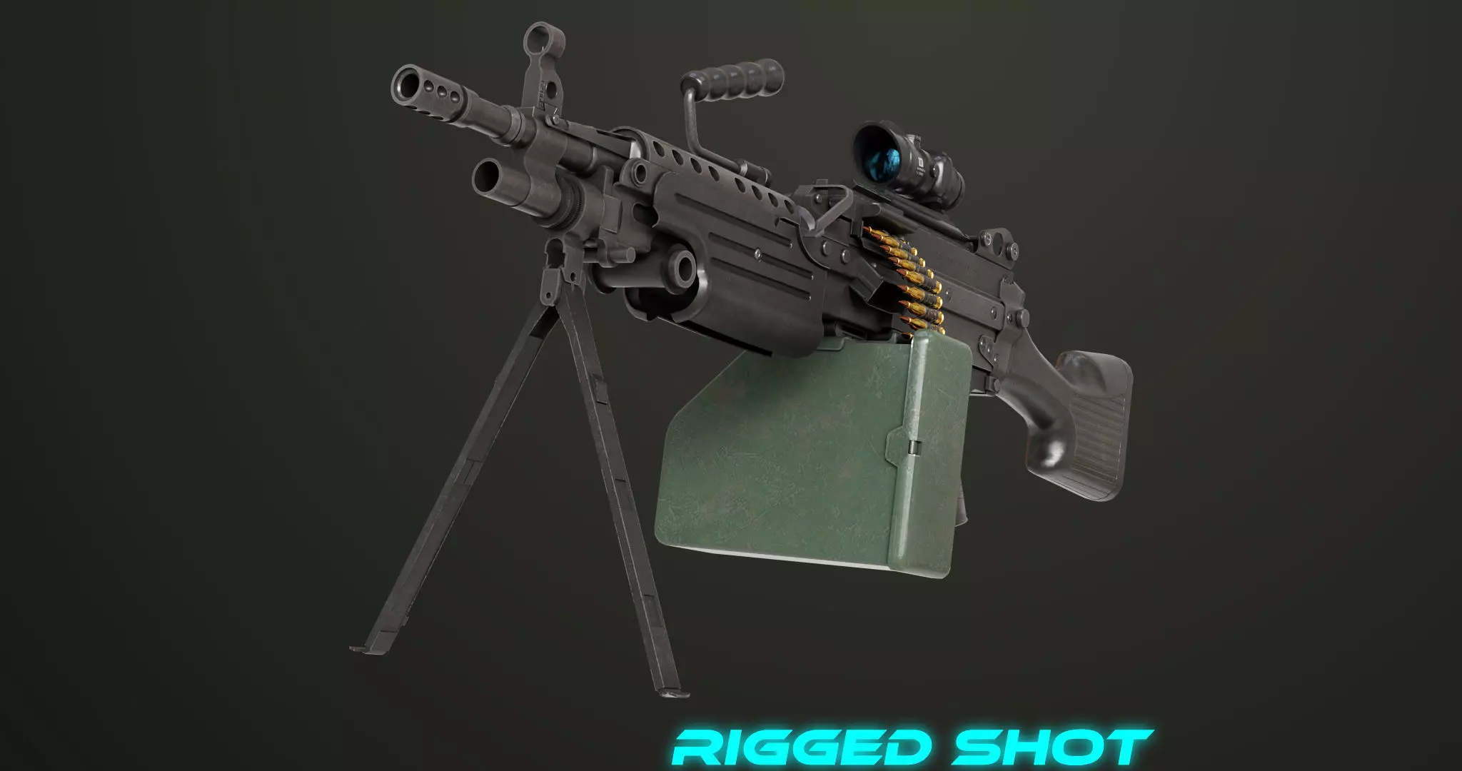 Machine Gun Sandal and Black Ammo Box All PBR Textures Low-poly 3D model_46