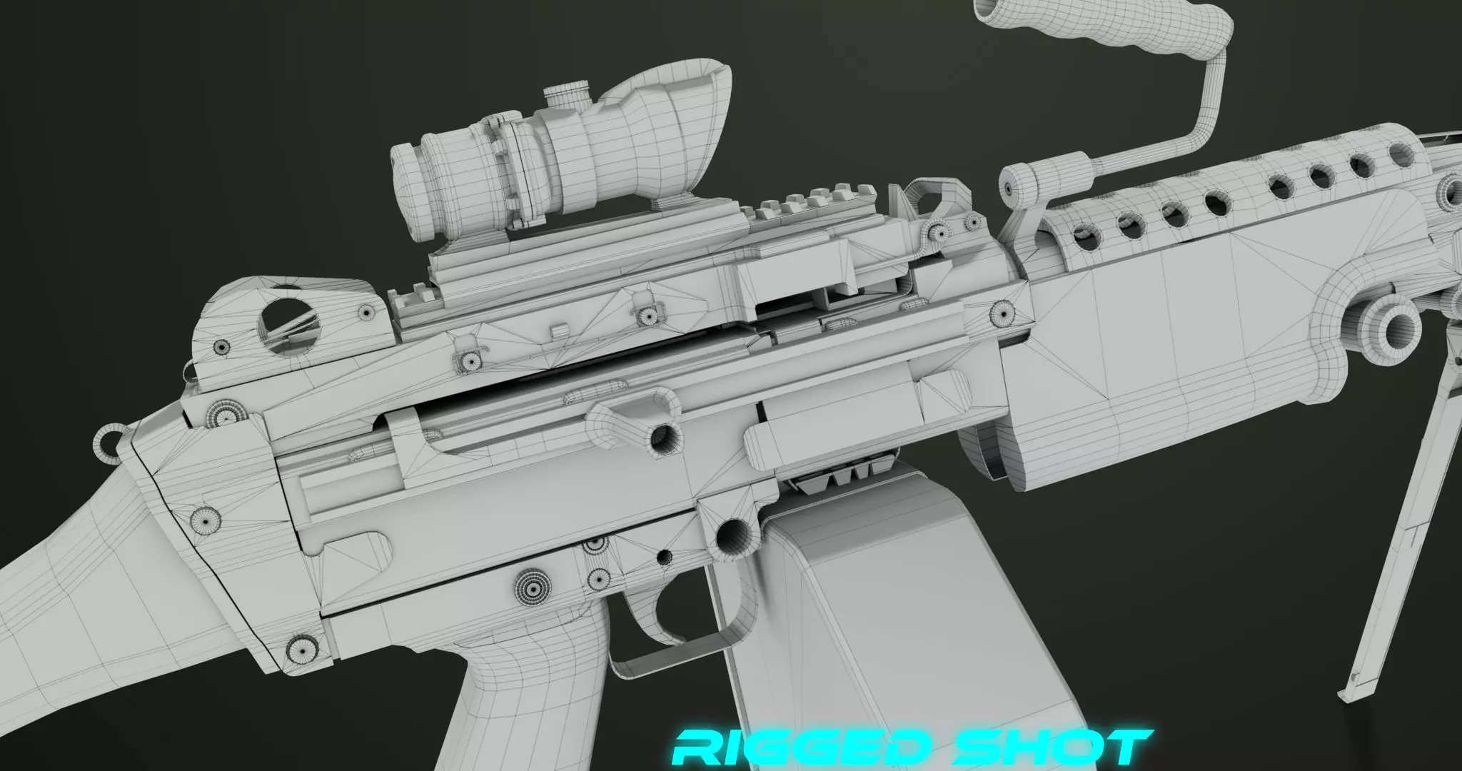 Machine Gun Sandal and Black Ammo Box All PBR Textures Low-poly 3D model_70