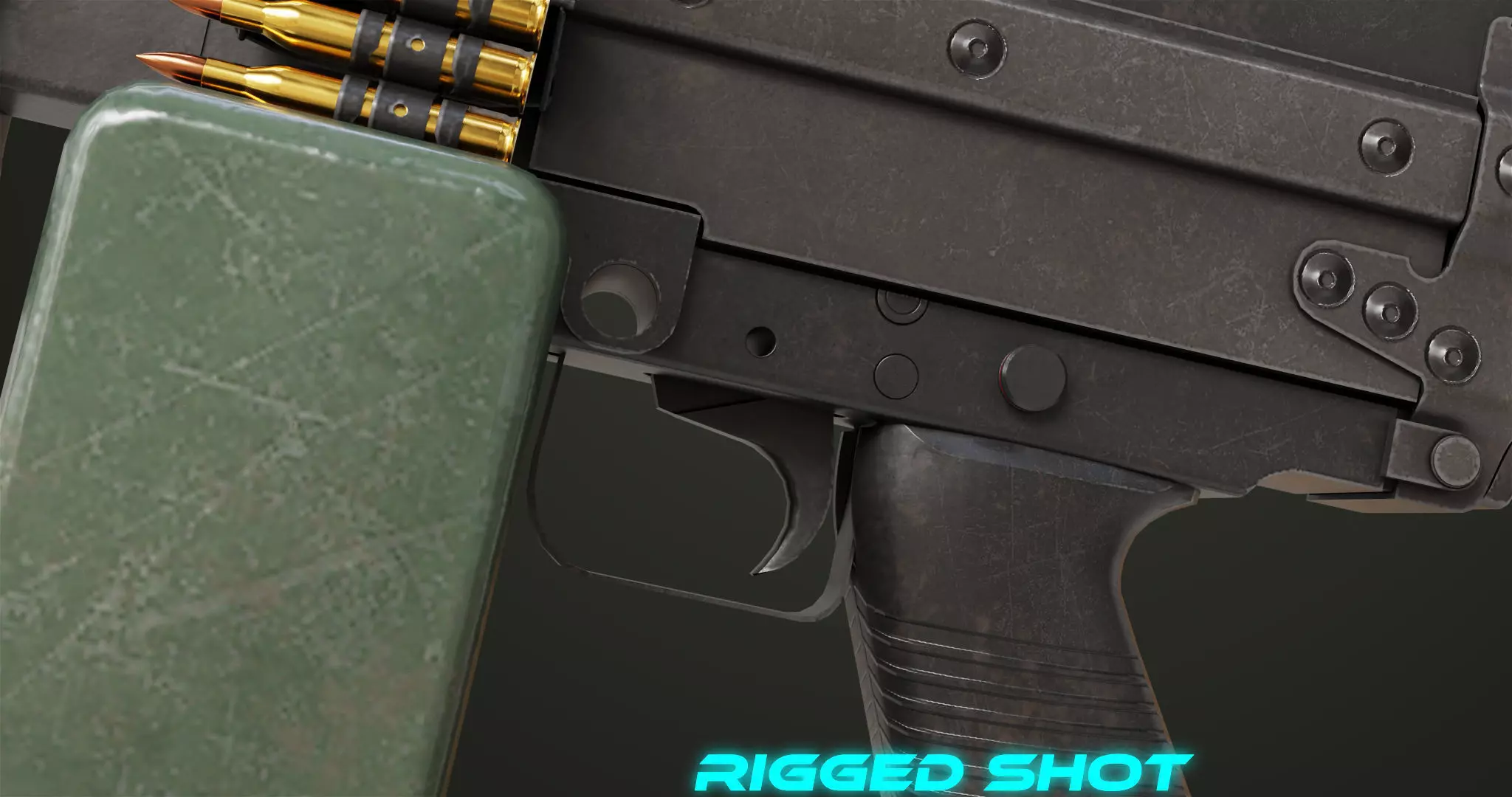 Machine Gun Sandal and Black Ammo Box All PBR Textures Low-poly 3D model_51