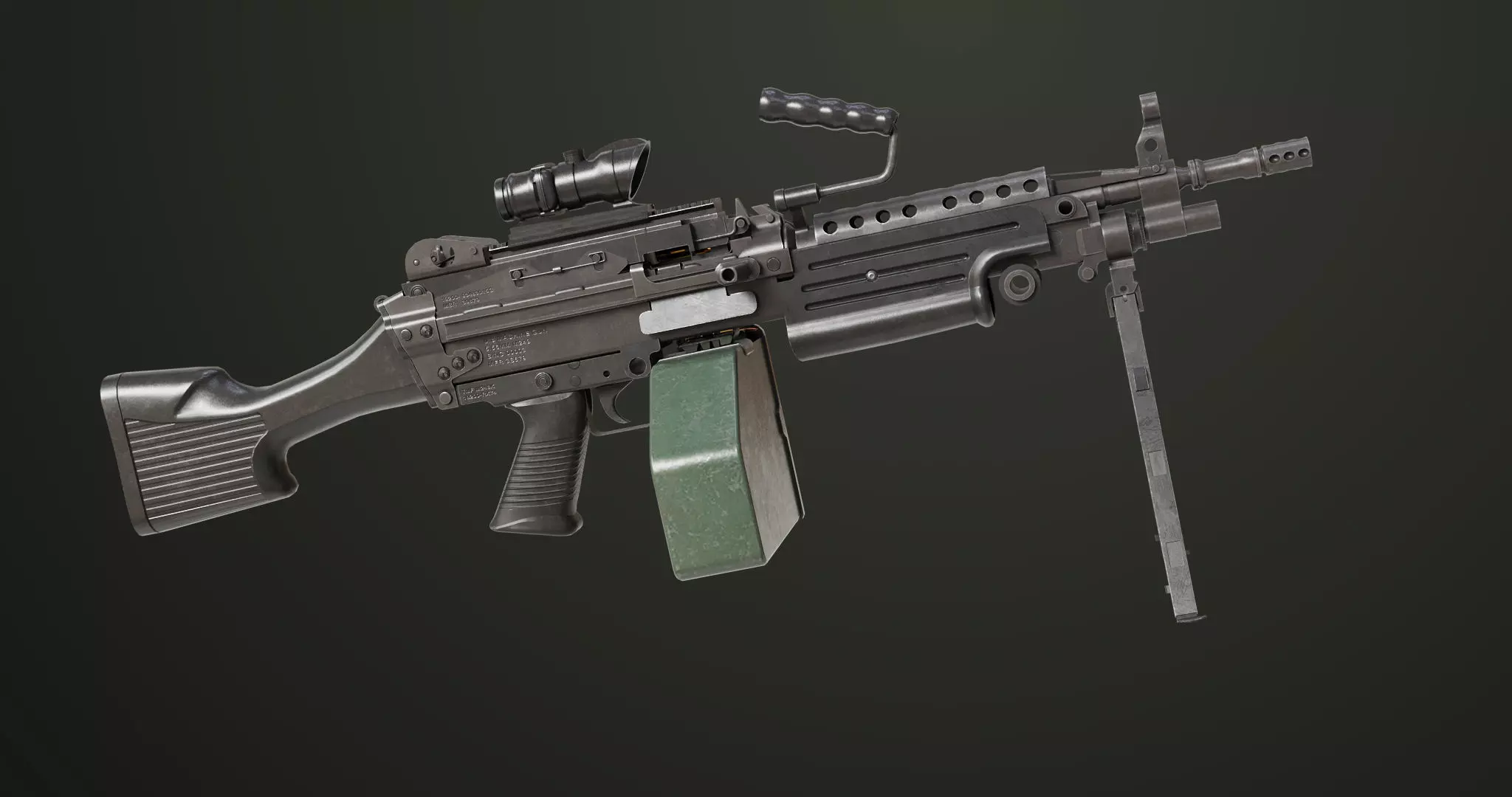 Machine Gun Sandal and Black Ammo Box All PBR Textures Low-poly 3D model_56